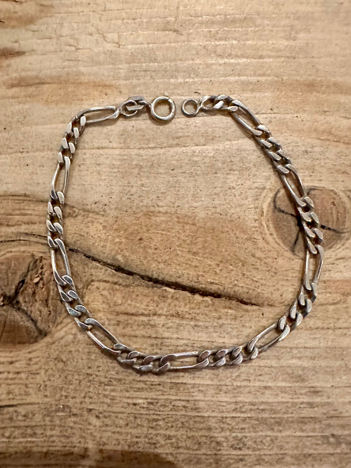 Vintage Figaro Curb Chain 925 Silver 7 inch Bracelet