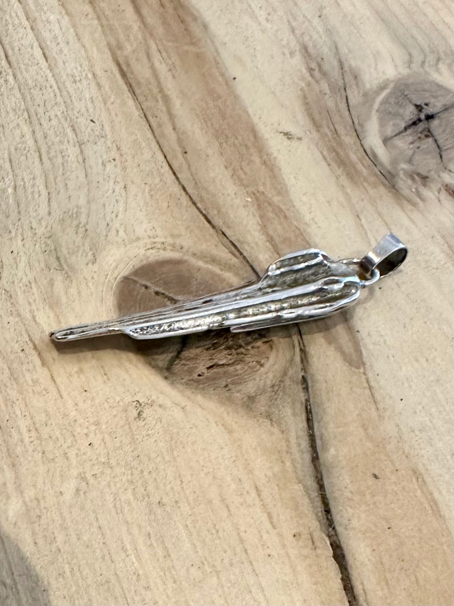 Abstract Long Handmade Silver Pendant