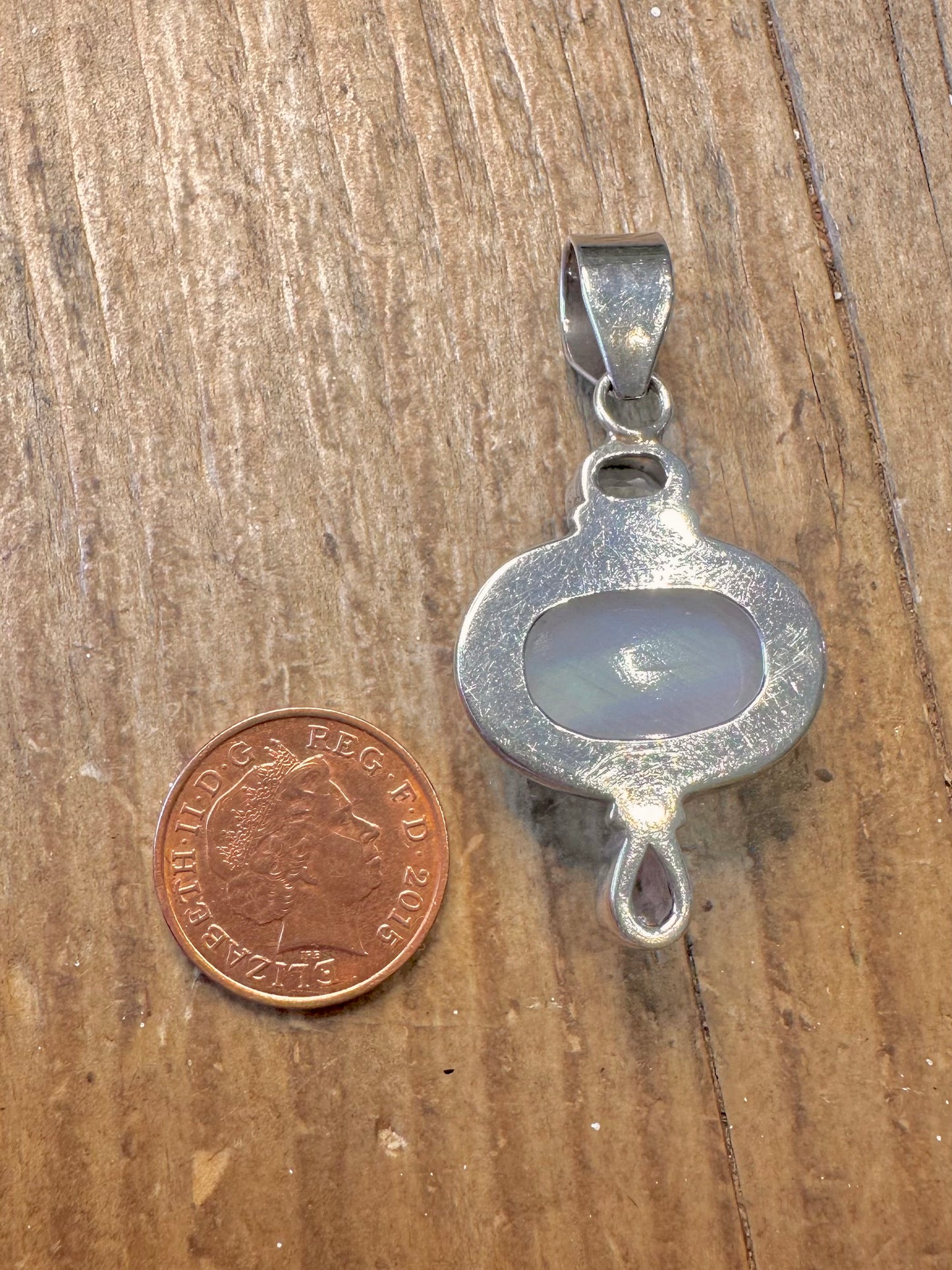 Vibrant Rainbow Moonstone Blue Topaz Amethyst 925 Sterling Silver Pendant