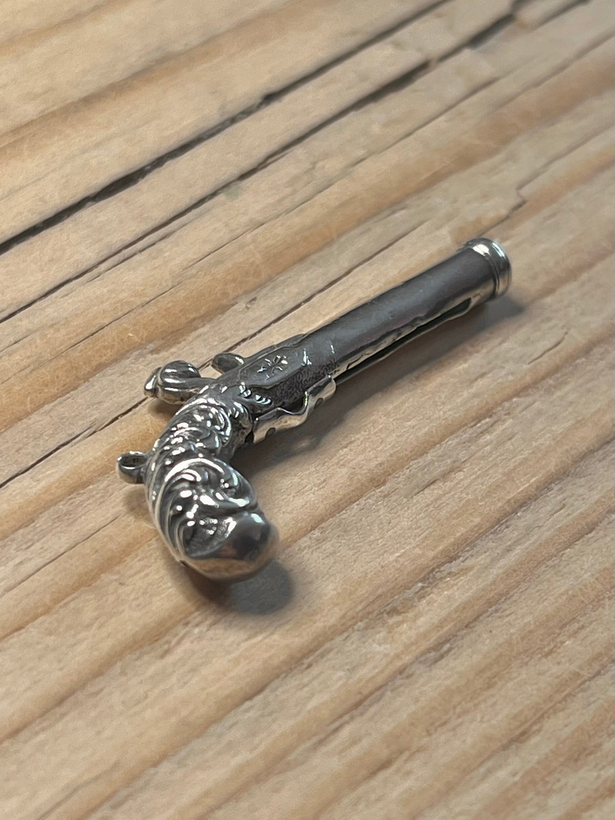 Victorian Pistol Toothpick Articulated 925 Sterling Silver Pendant