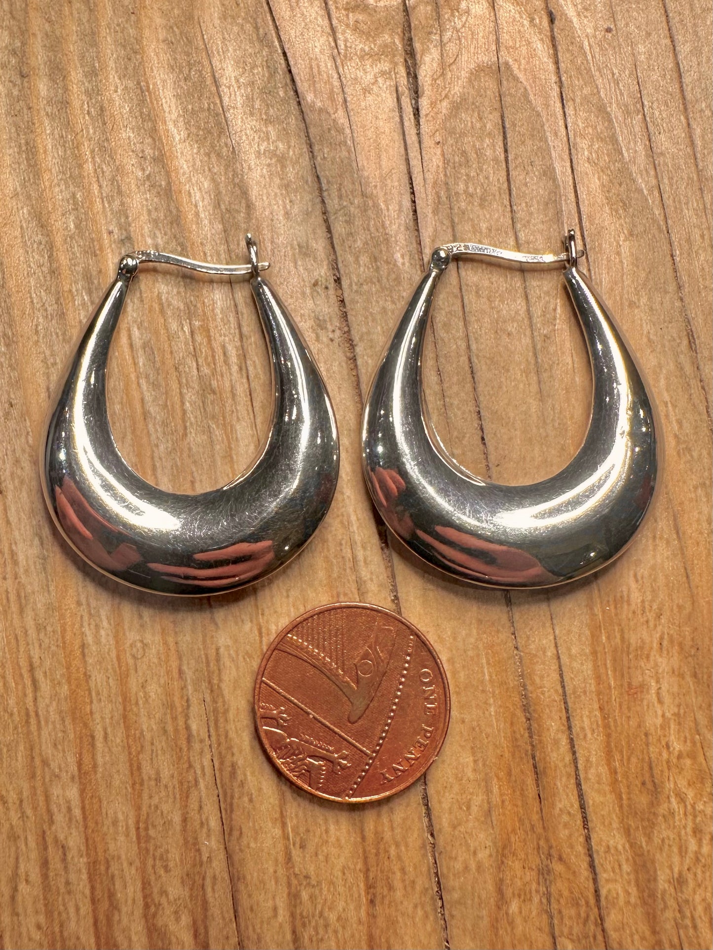 Vintage Chunky Hoops 925 Sterling Silver Earrings
