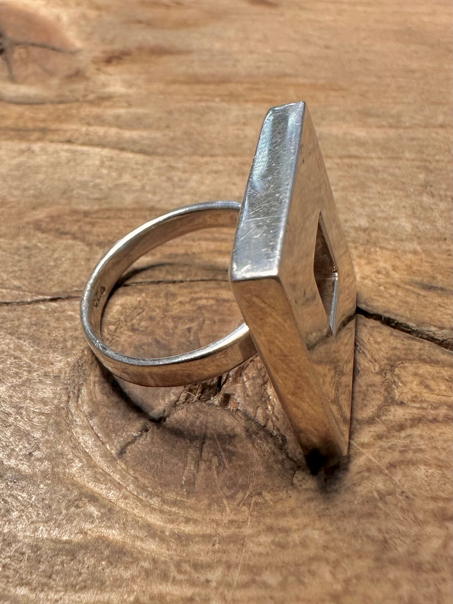 Abstract Square 925 Silver Size O Ring
