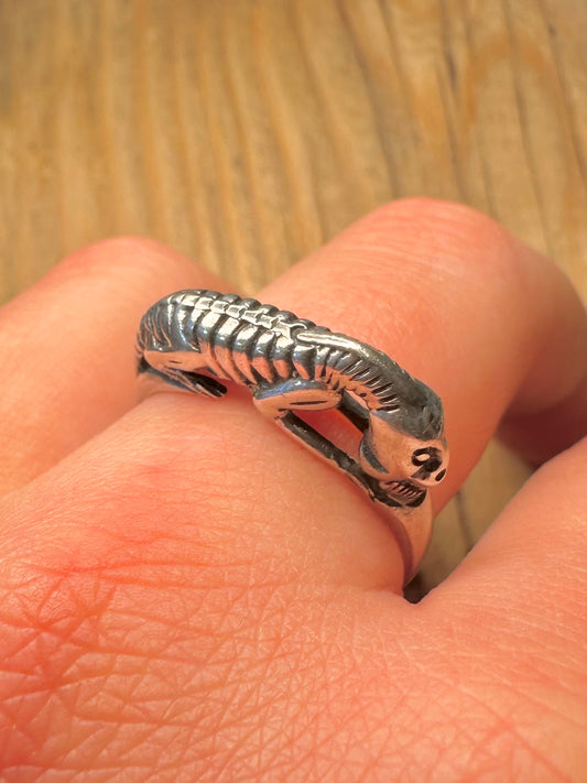 Vintage Skeleton Reptile 925 Sterling Silver Size W1/2 Ring