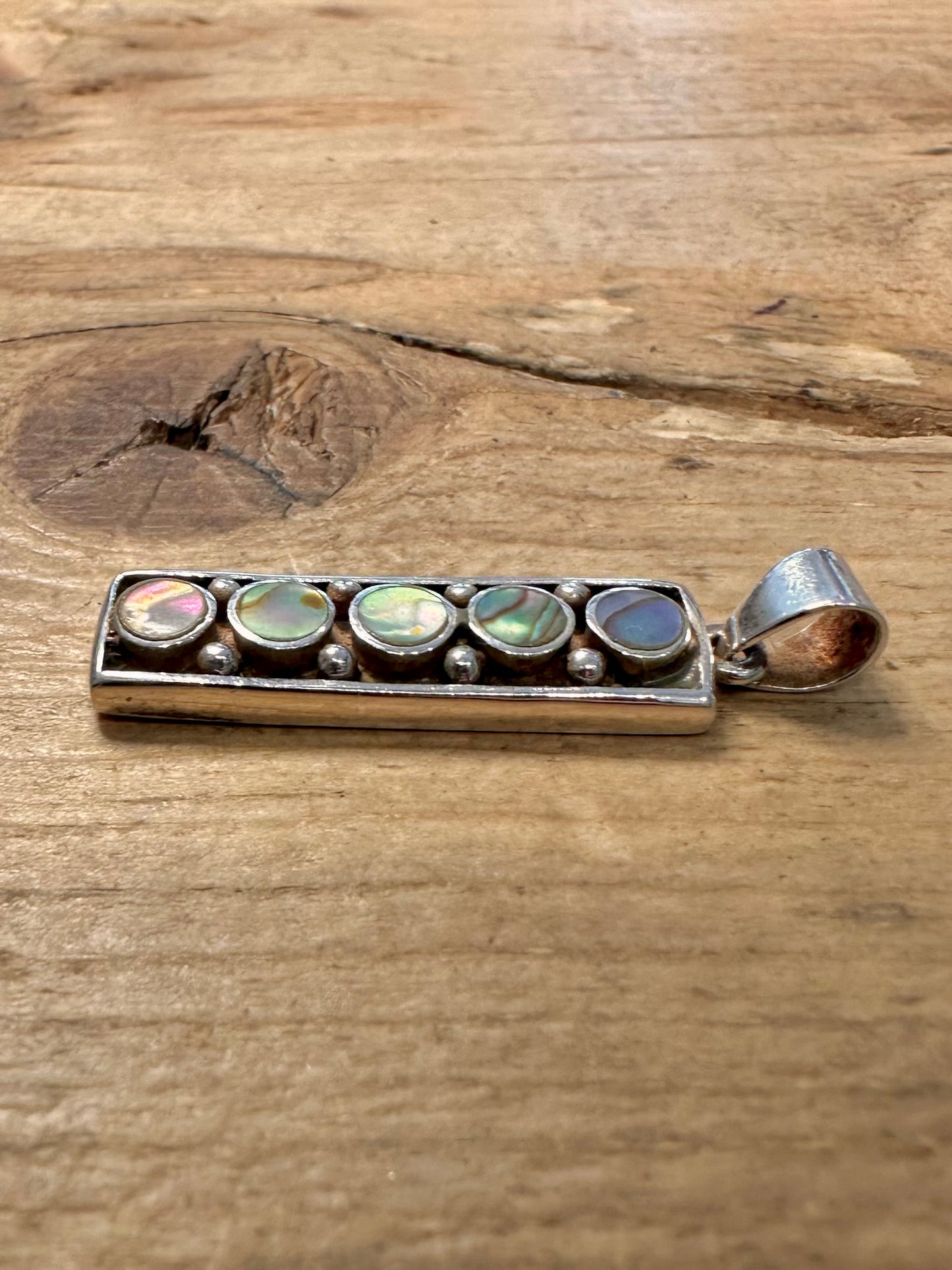 Abstract Abalone Rectangle 925 Silver Pendant
