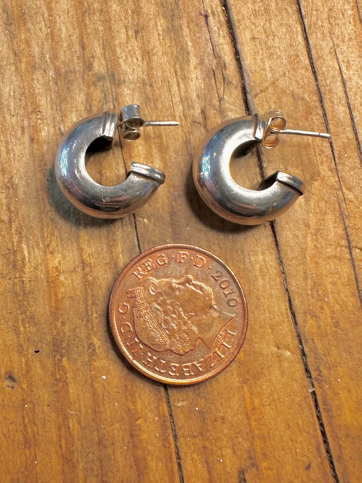 Chunky Rounded Half Hoops Italy 925 Sterling Silver Earrings