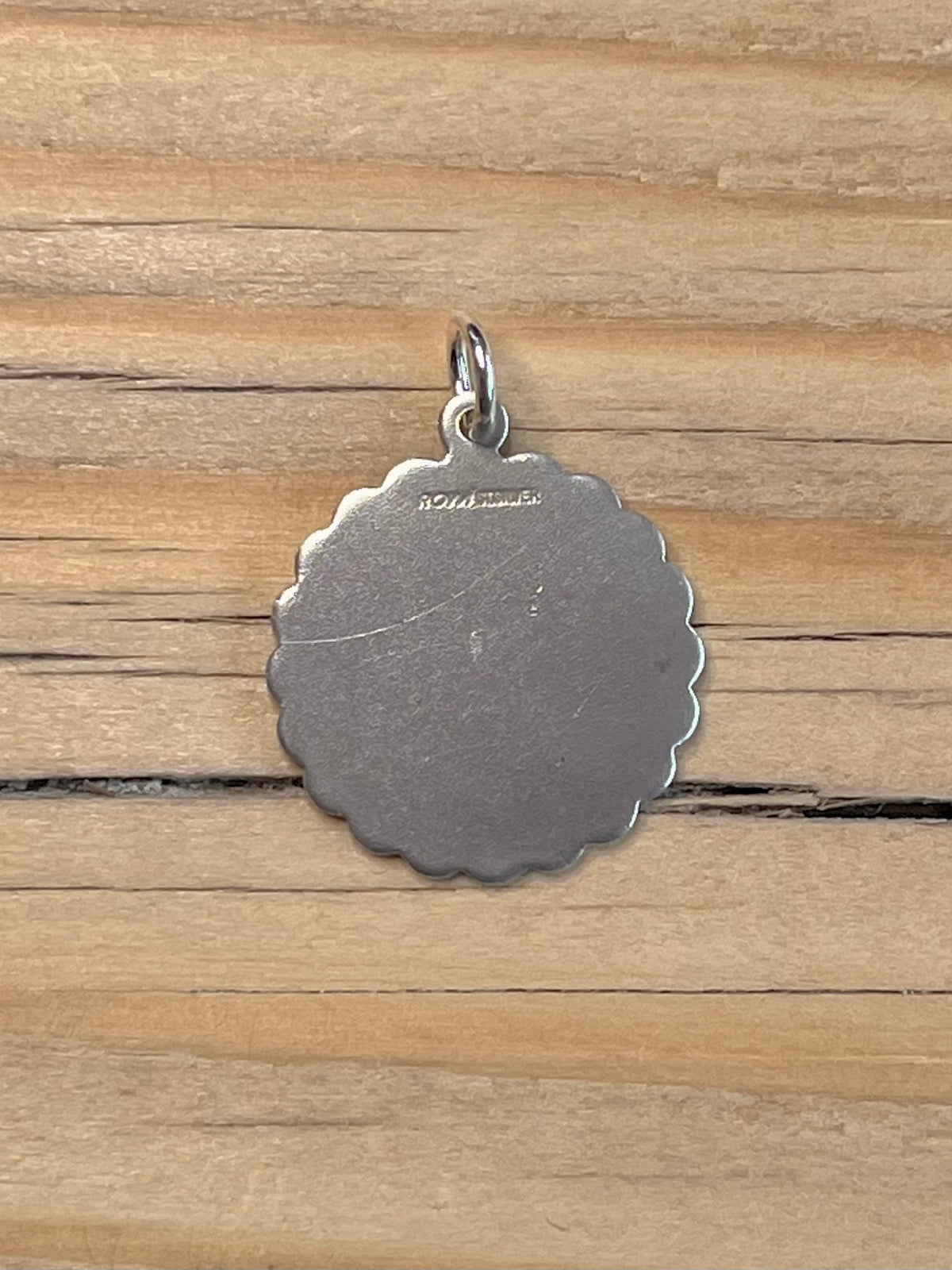 Flowery M Engraved Embellished Circle Maker ROM 925 Sterling Silver Pendant