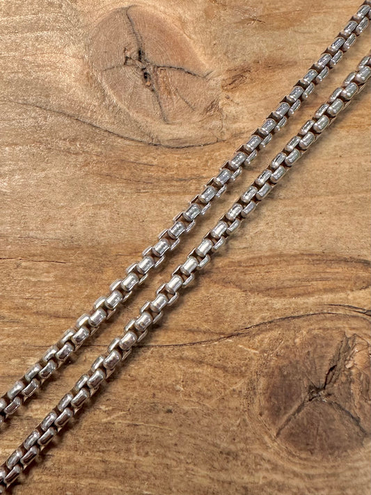 Vintage Unique Box Chain 925 Silver 17.8 inch Necklace