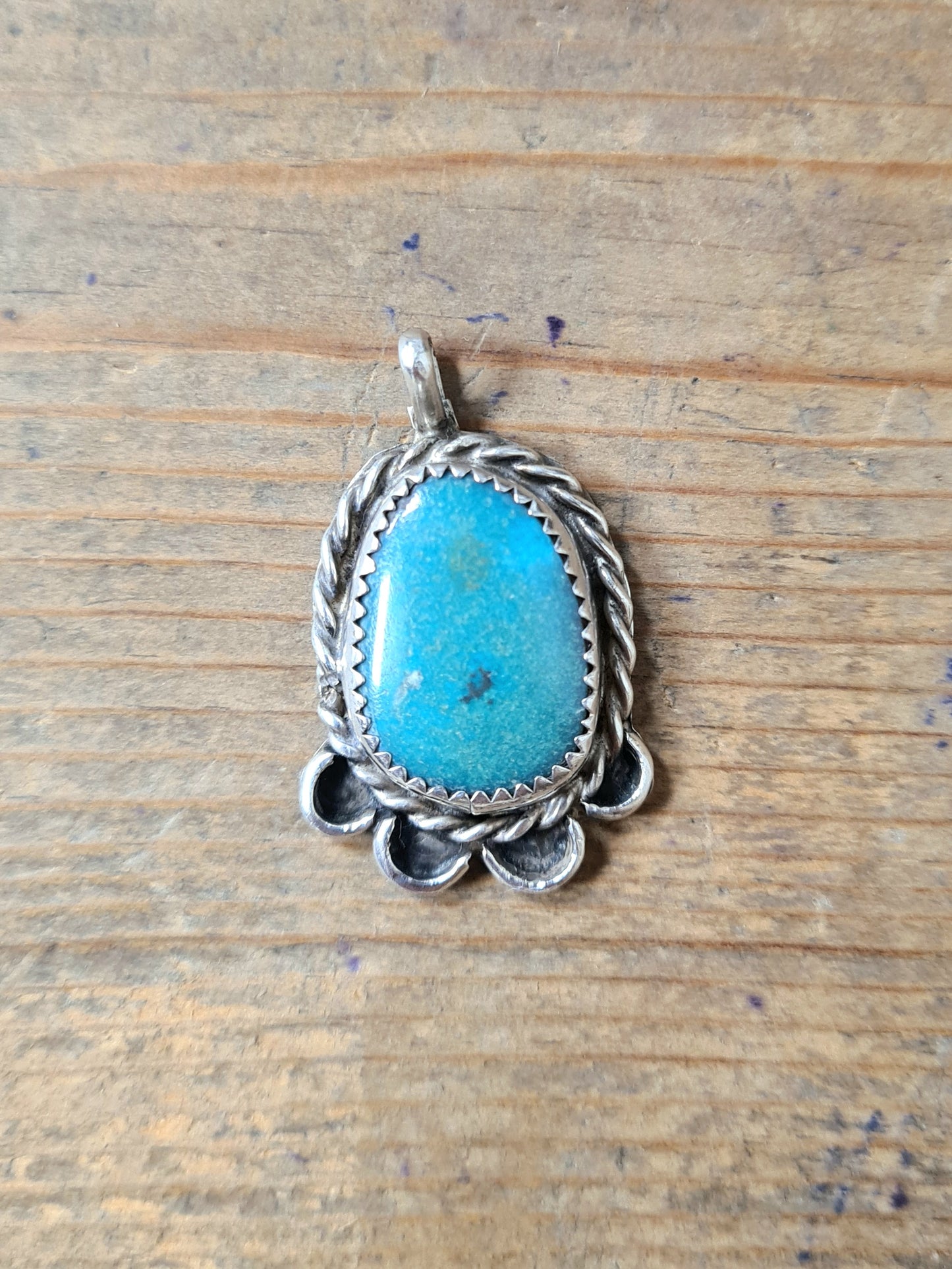 Vintage Navajo Turquoise Silver Pendant