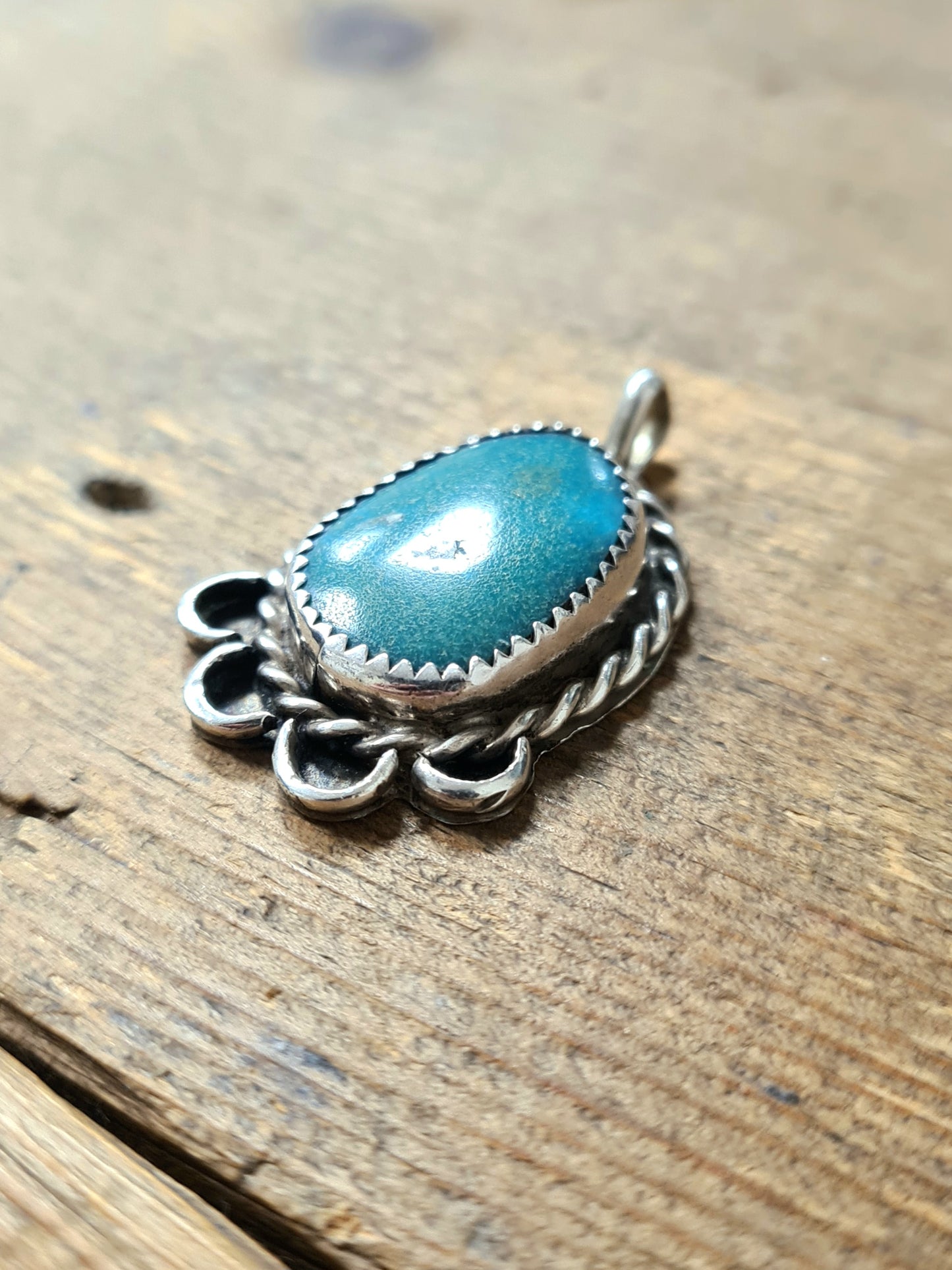 Vintage Navajo Turquoise Silver Pendant