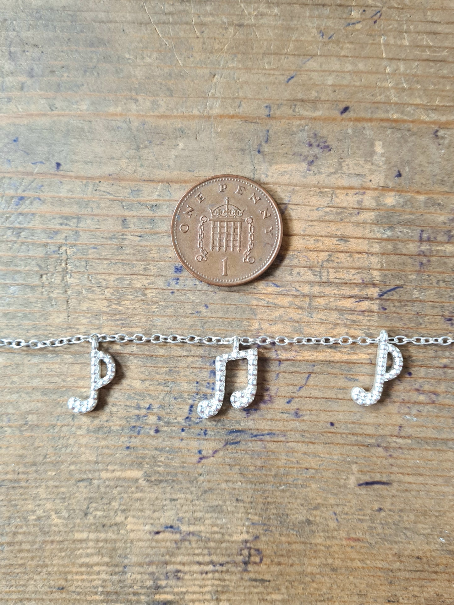 Modern Music Charms 925 Silver Anklet Bracelet