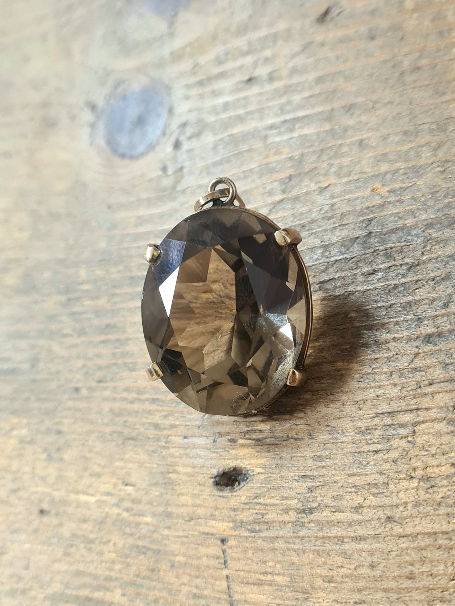 Vintage Smoky Quartz 9ct Gold Pendant