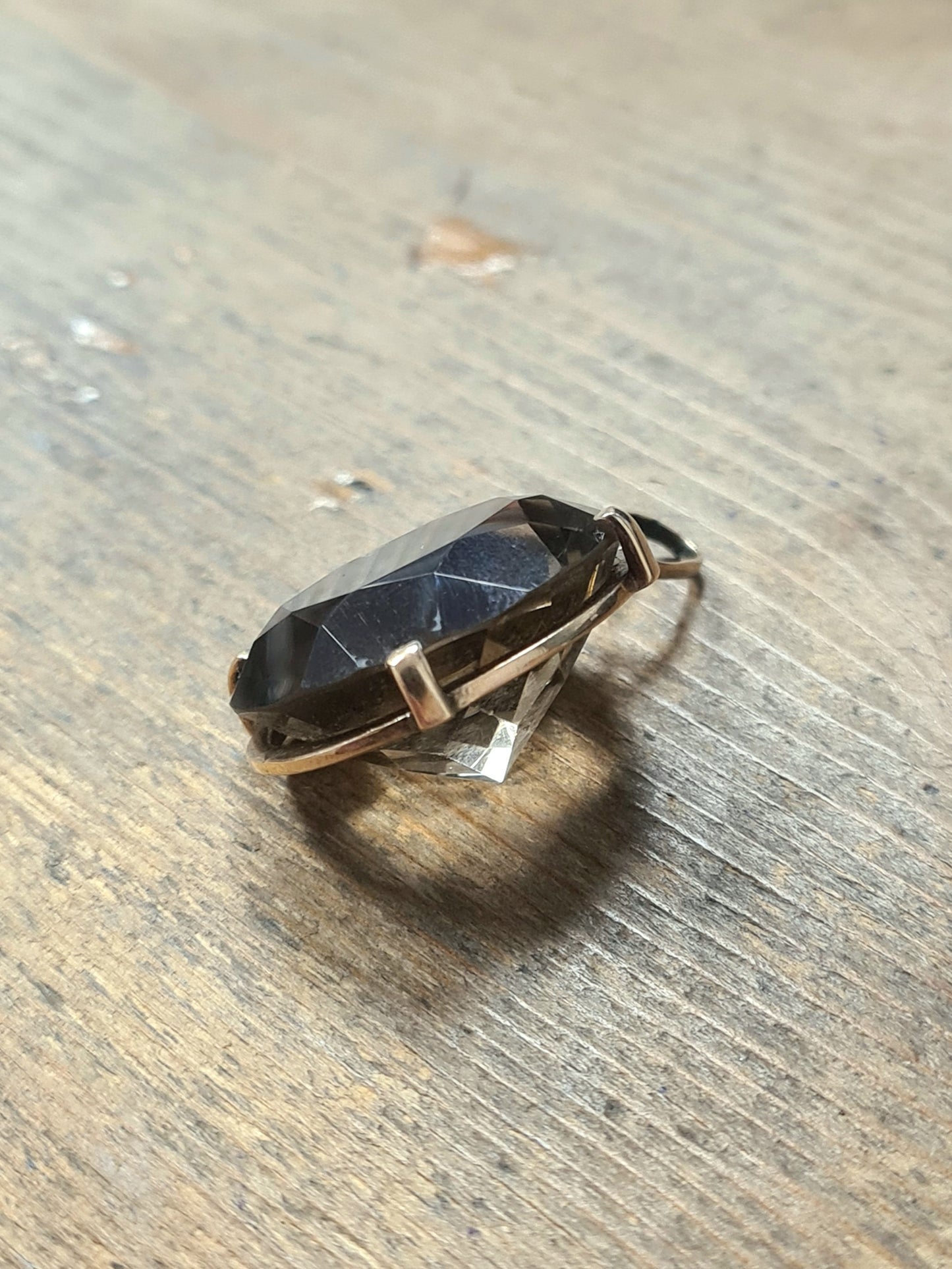 Vintage Smoky Quartz 9ct Gold Pendant