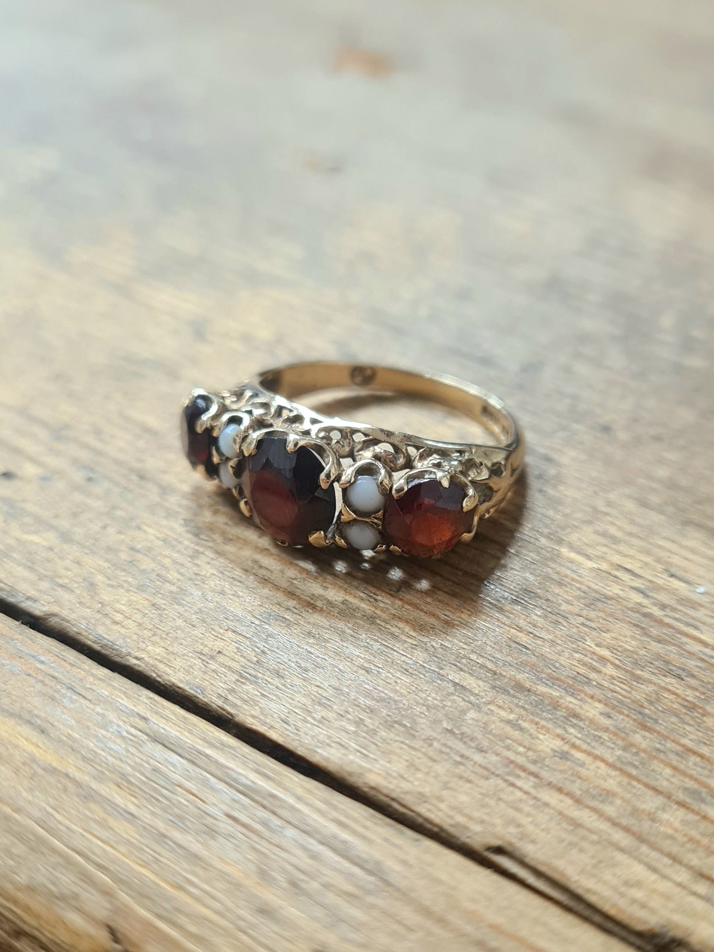 Vintage Opal and Garnet 9ct Gold Hallmarked Ring