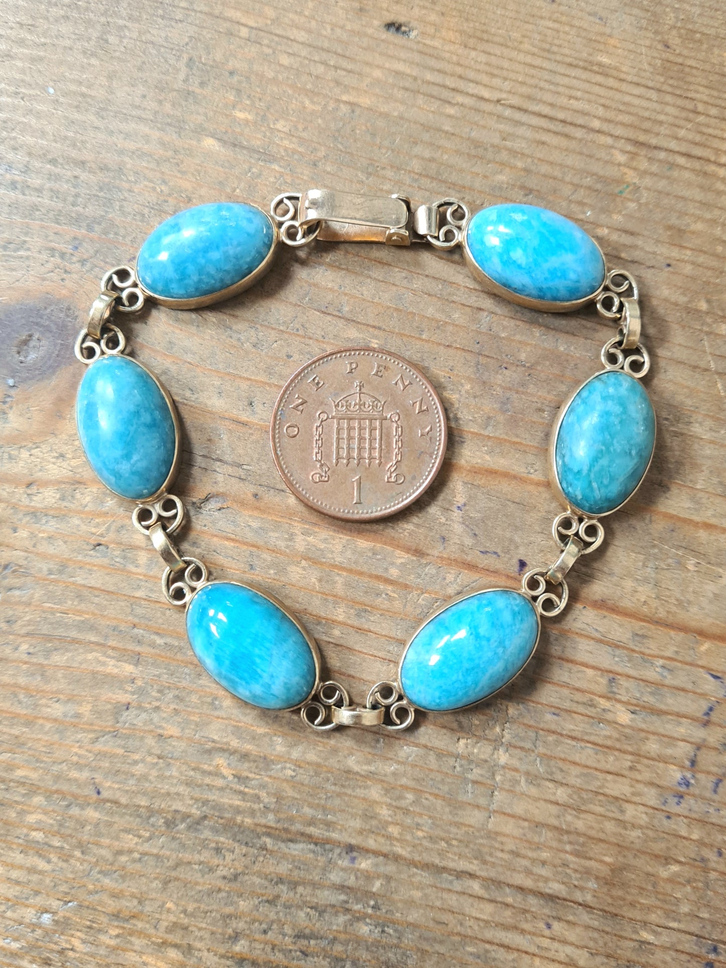 Vintage Turquoise 9ct Gold Bracelet