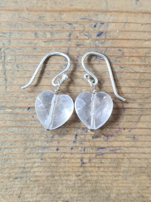 Modern Heart Shape Clear Stone 925 Silver Earrings