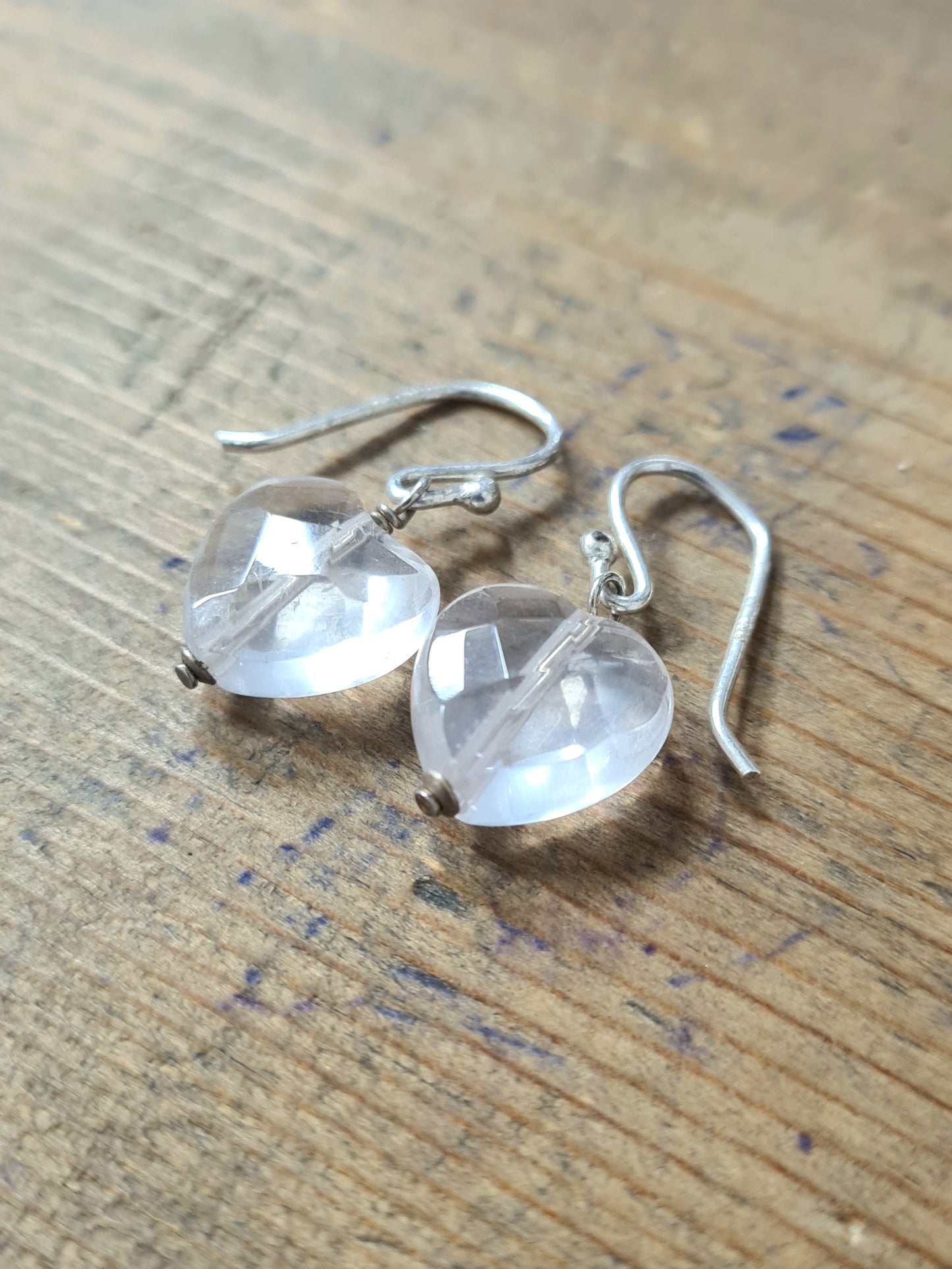 Modern Heart Shape Clear Stone 925 Silver Earrings