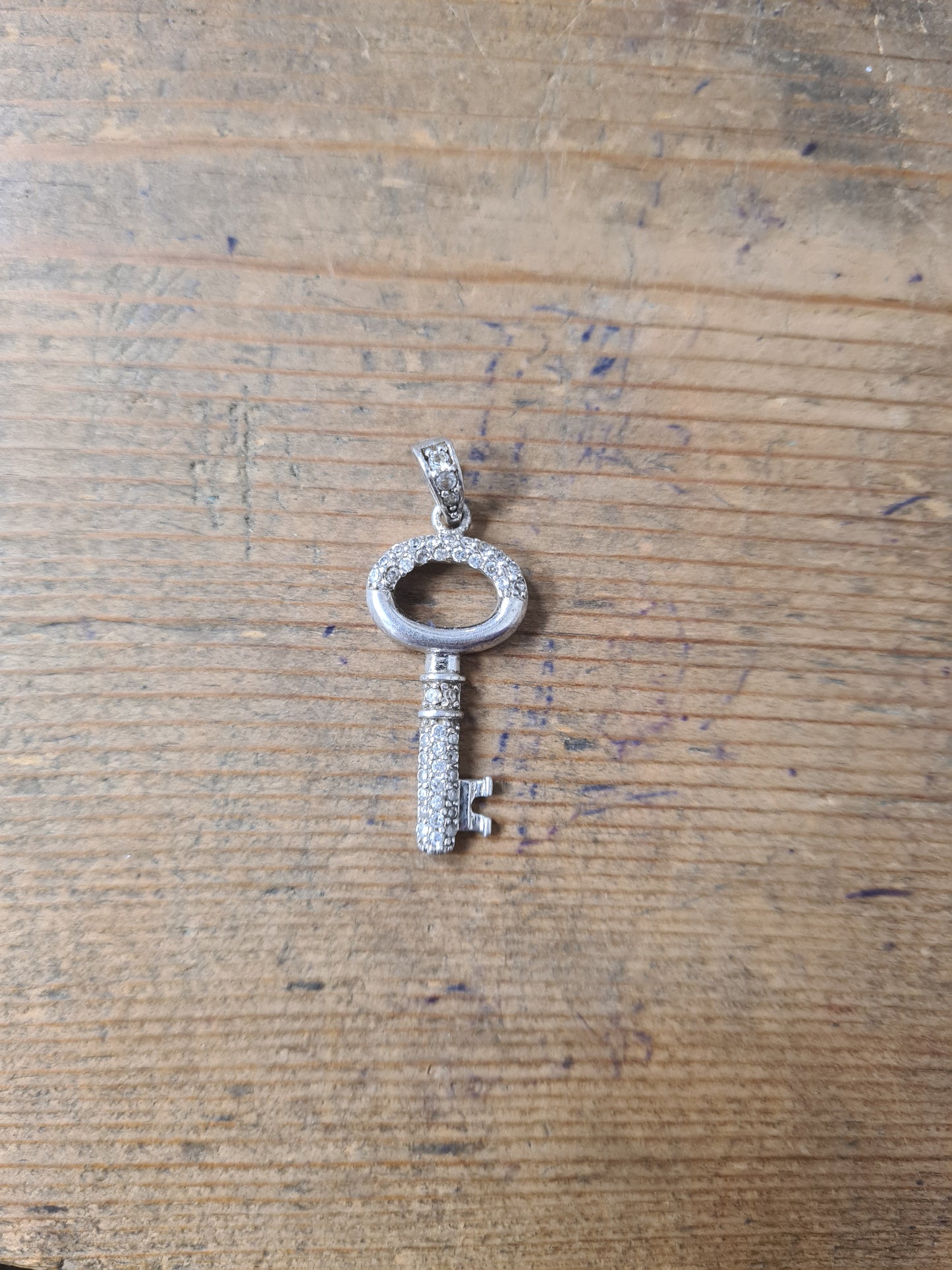 Modern CZ Key 925 Silver Pendant