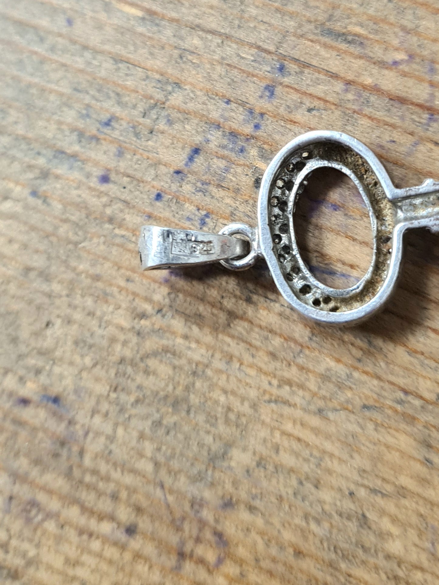 Modern CZ Key 925 Silver Pendant