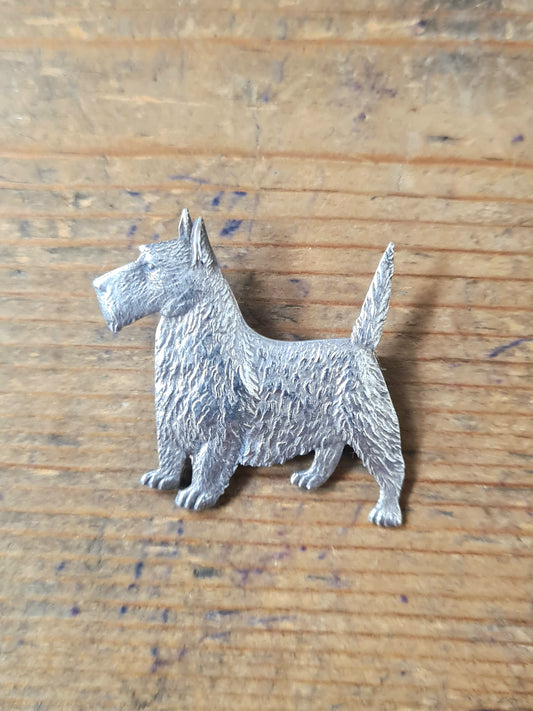 Vintage Scottie Silver Brooch