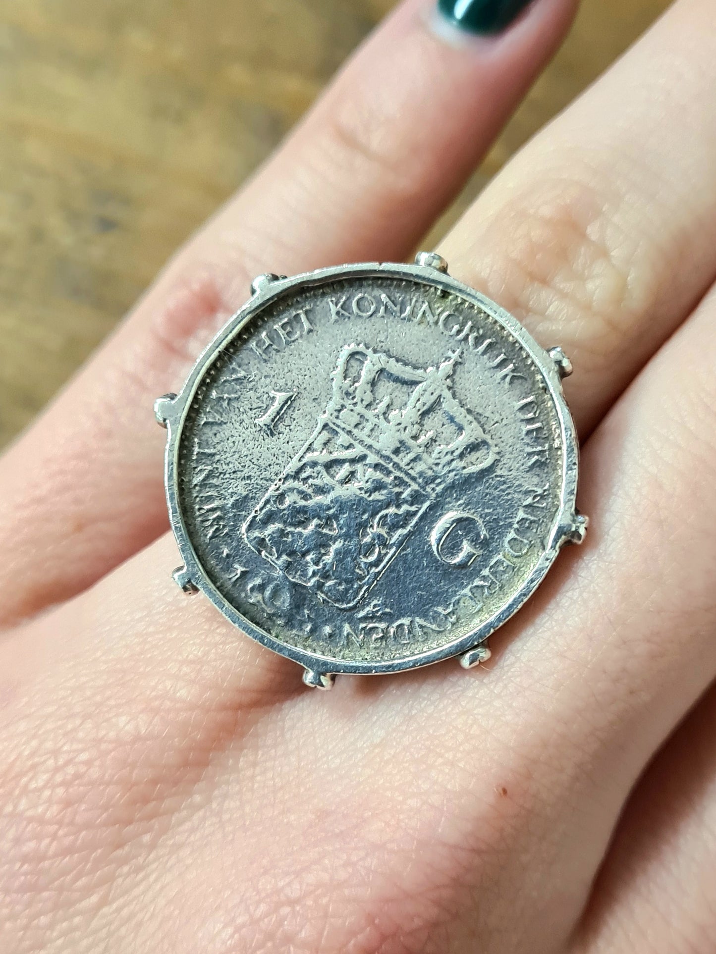 Vintage Dutch Coin 925 Silver Size L Ring