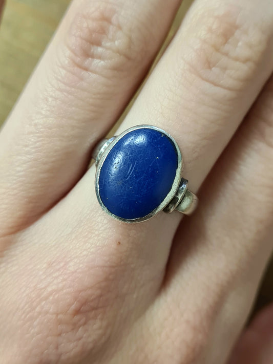 Vintage Lapis 925 Silver Size P Ring