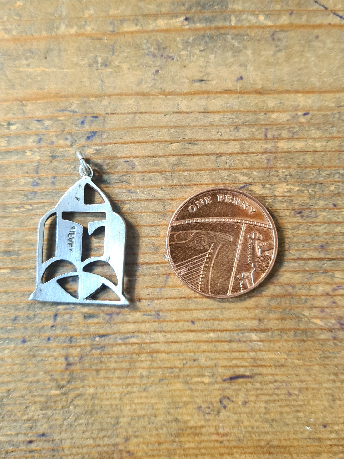 Abstract Cut Out Silver Pendant