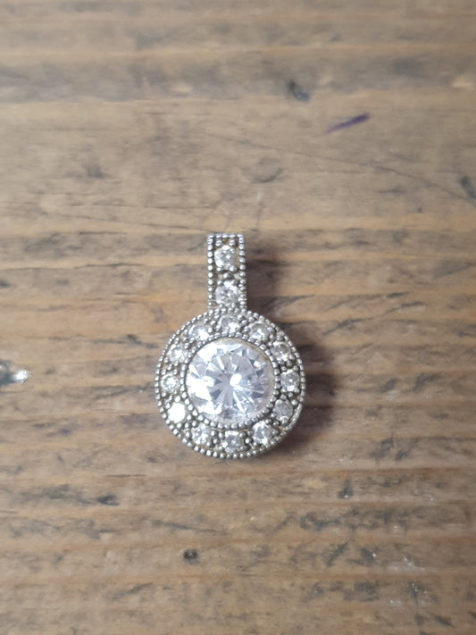 Modernist CZ Stone 925 Silver Pendant