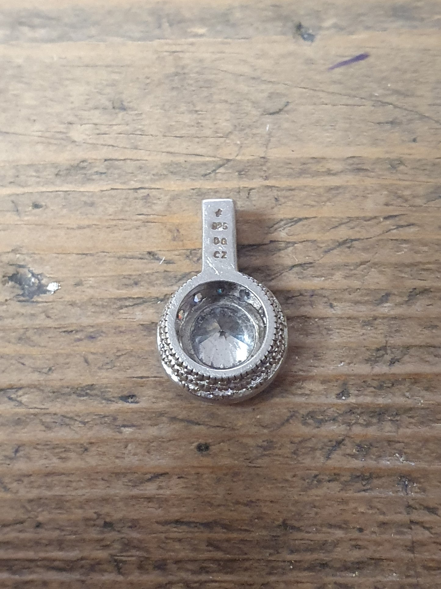 Modernist CZ Stone 925 Silver Pendant