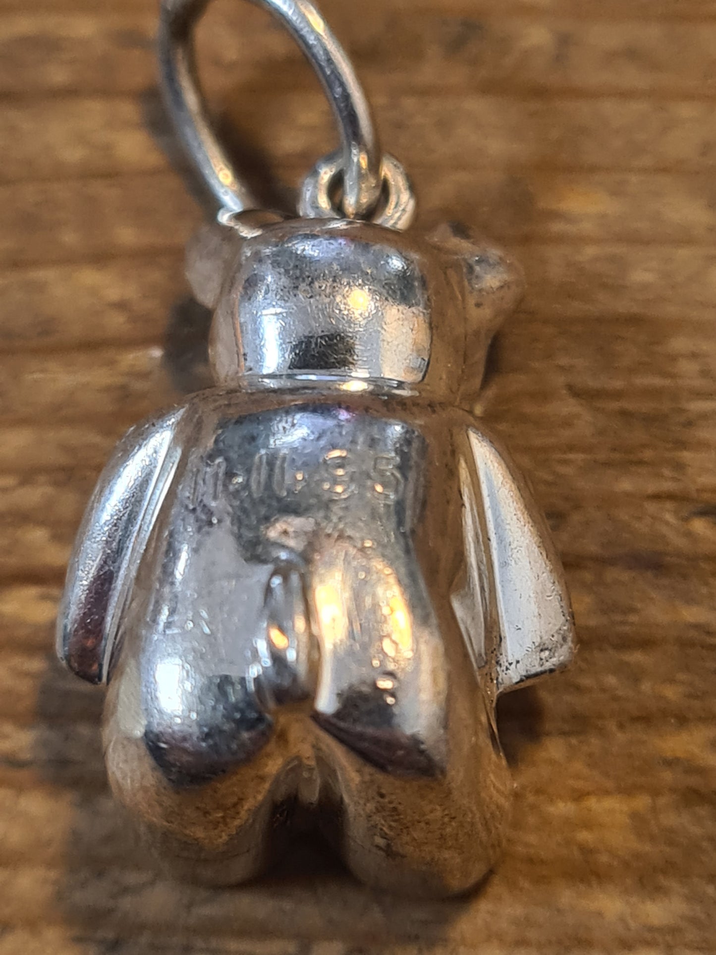Modernist Heavy Teddy Bear 925 Silver Charm Pendant