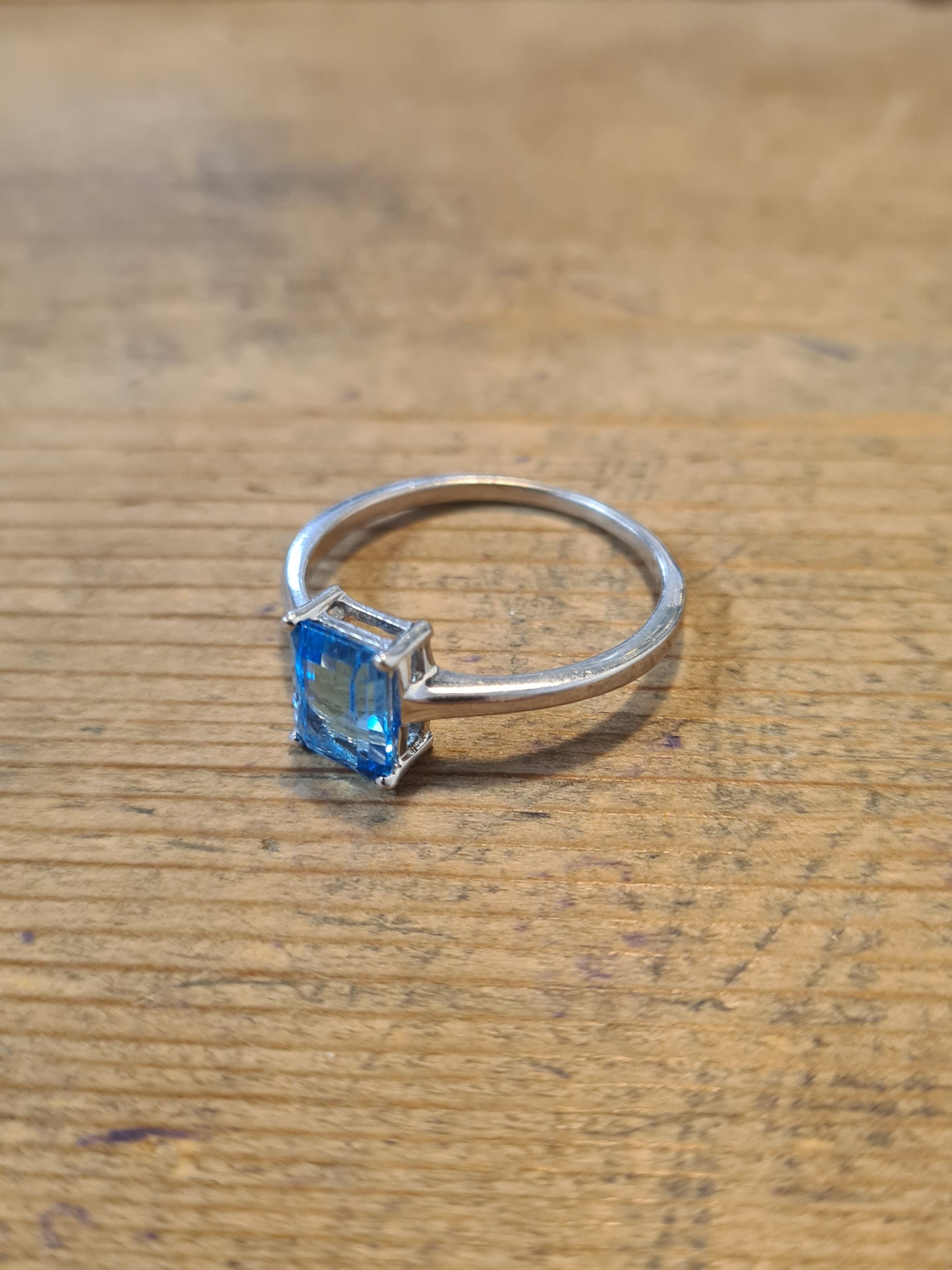 Modernist Blue Stone 925 Silver Size U Ring