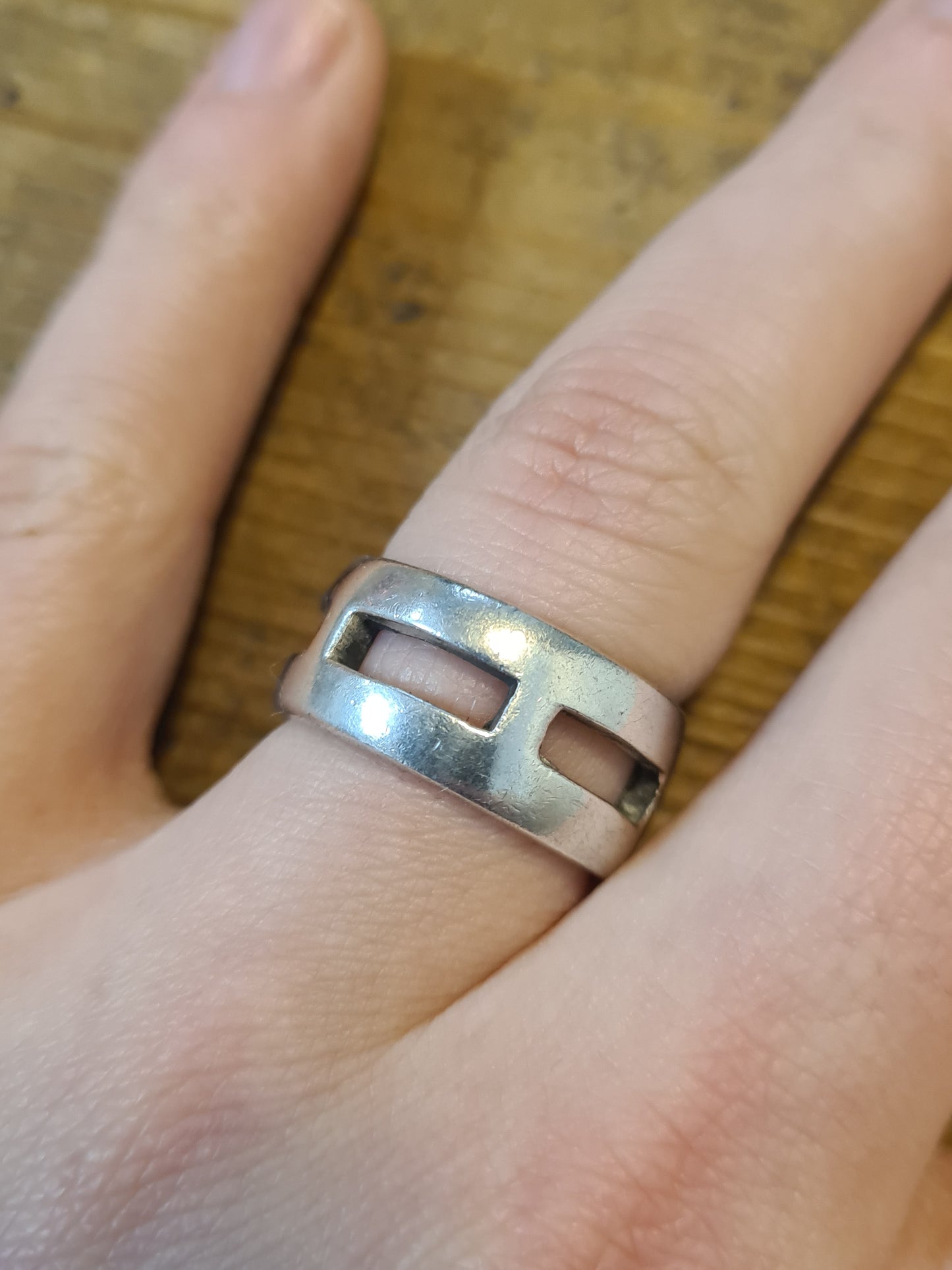 Vintage Thick Band 925 Silver Size P Ring