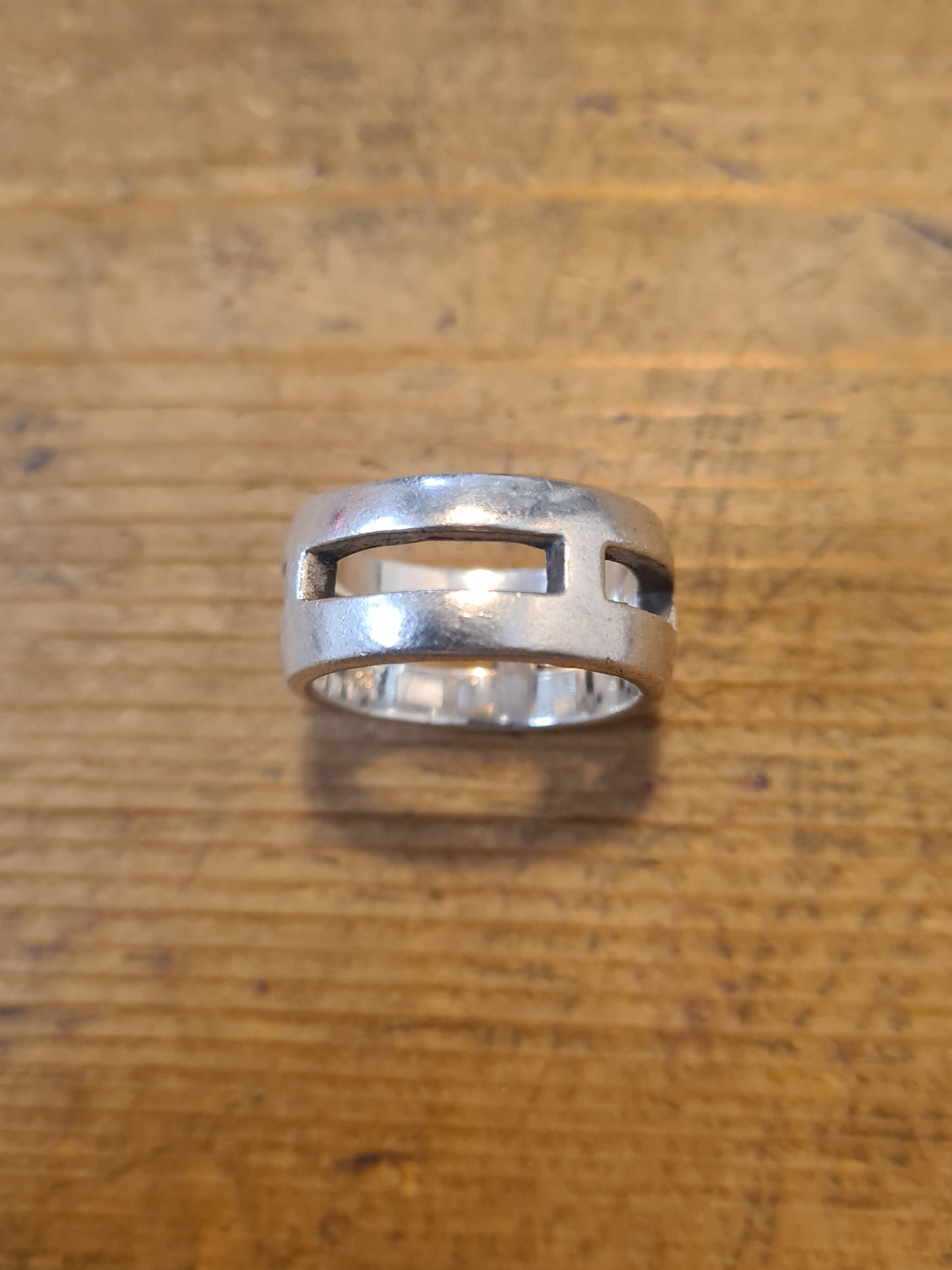 Vintage Thick Band 925 Silver Size P Ring