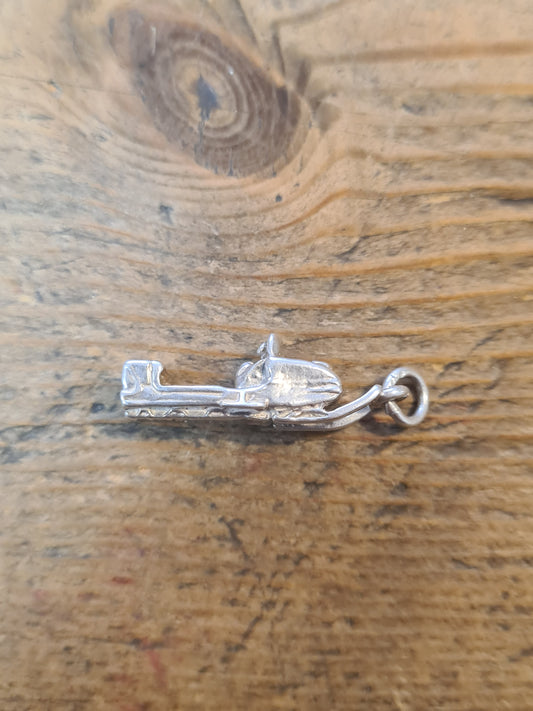 Vintage Snowmobile 925 Silver Charm Pendant