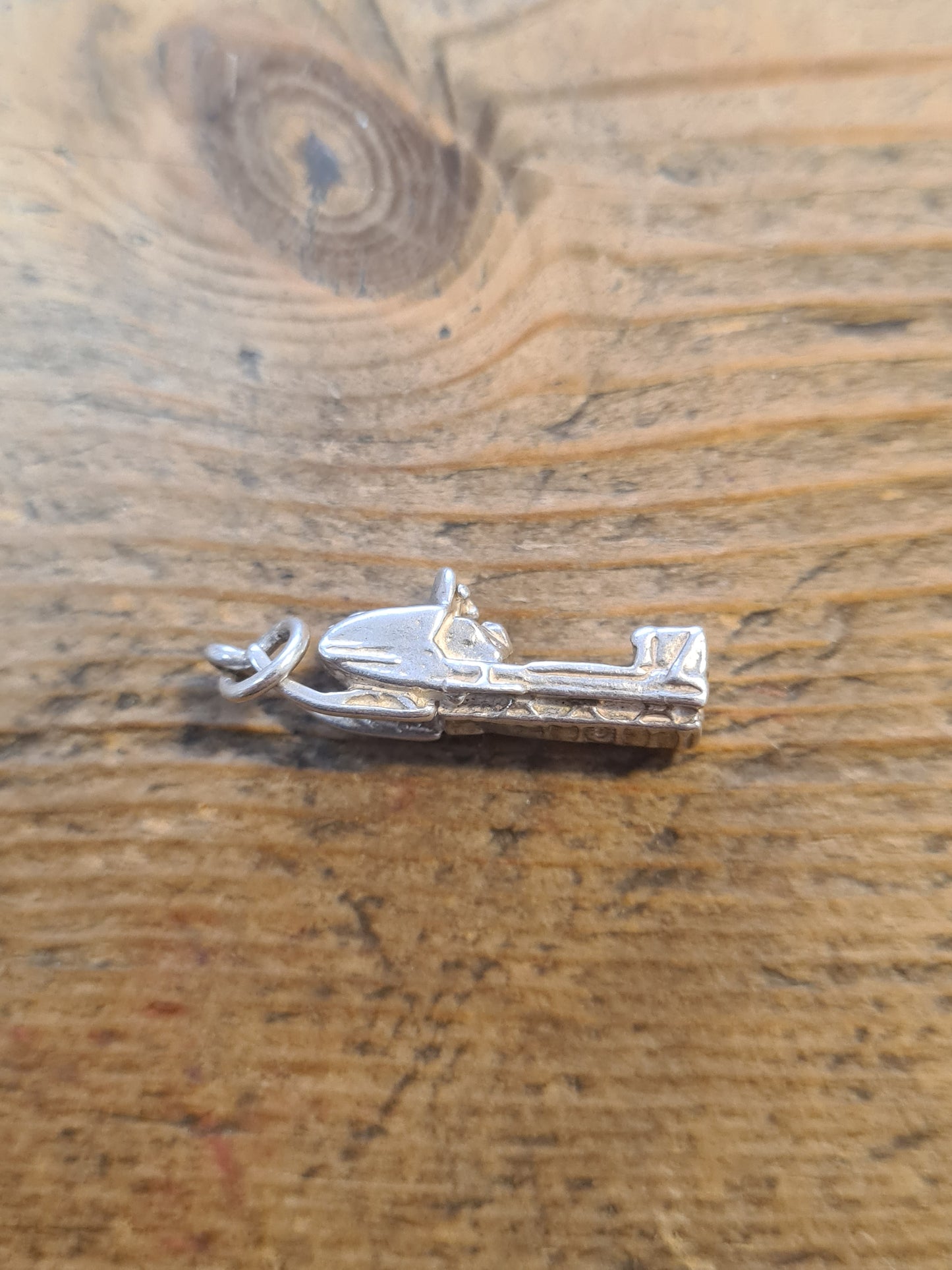 Vintage Snowmobile 925 Silver Charm Pendant