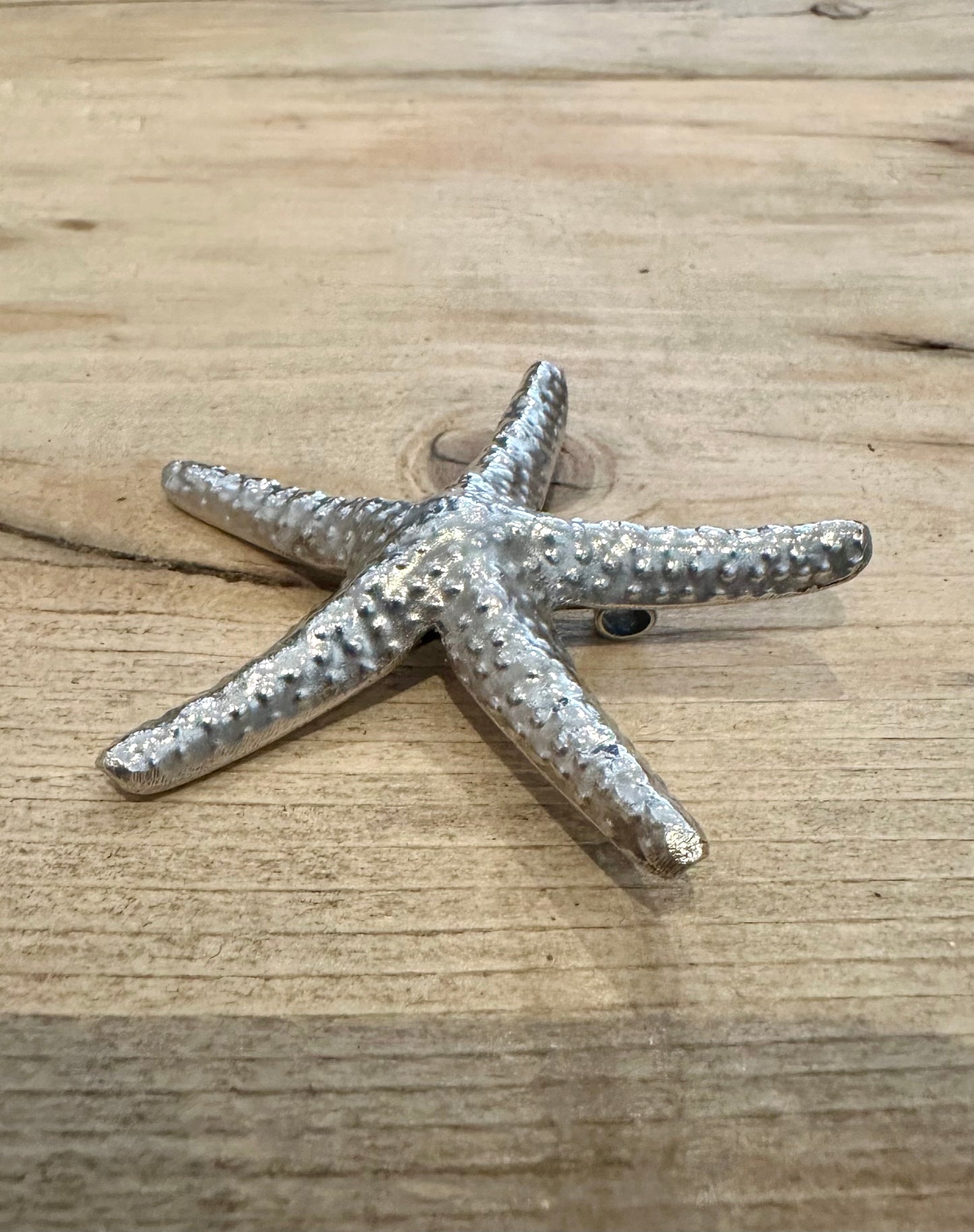 Abstract Large Textured Star Fish 925 Silver Pendant