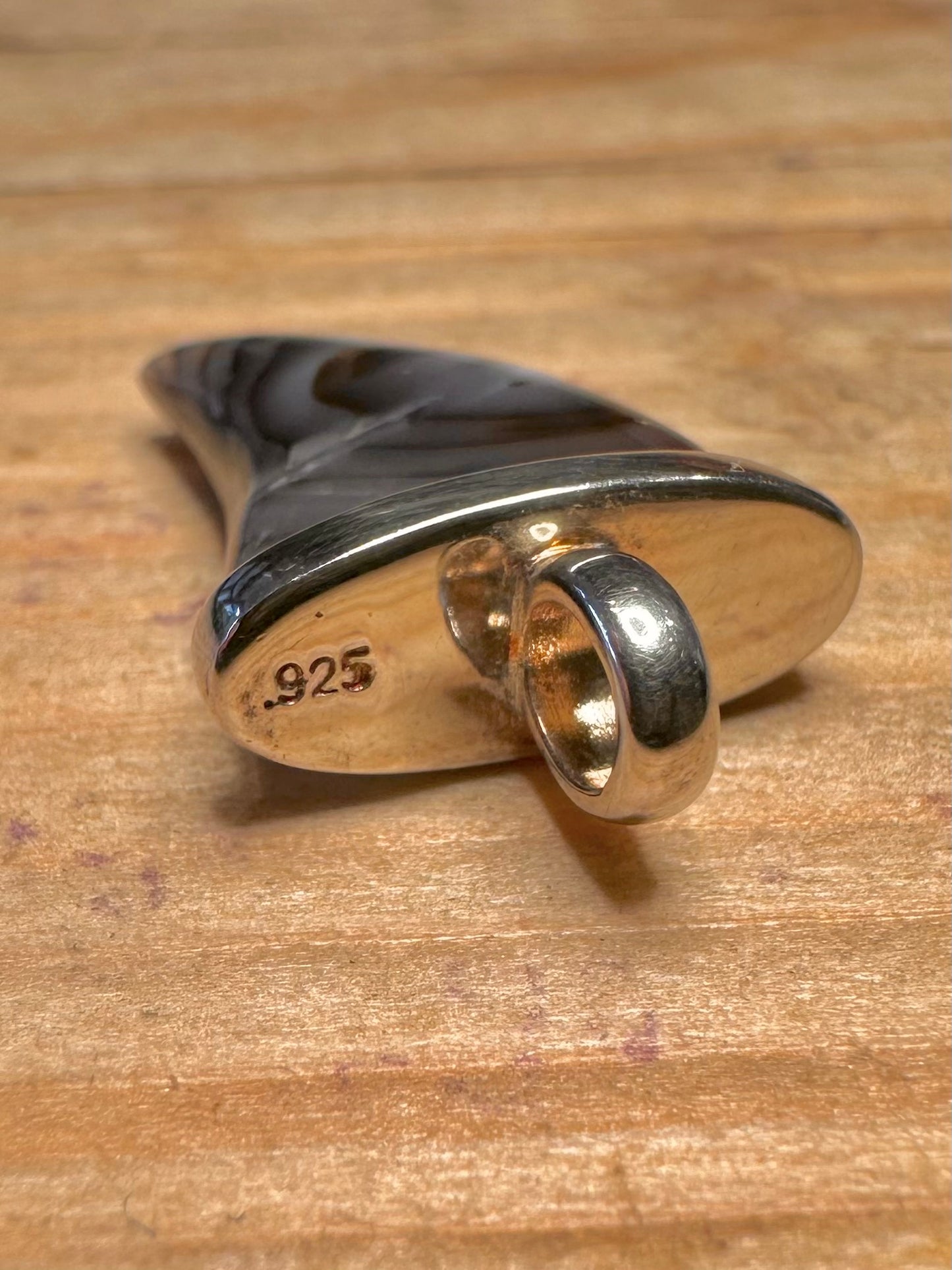 Vintage Abalone Zahn 925 Sterlingsilber Anhänger
