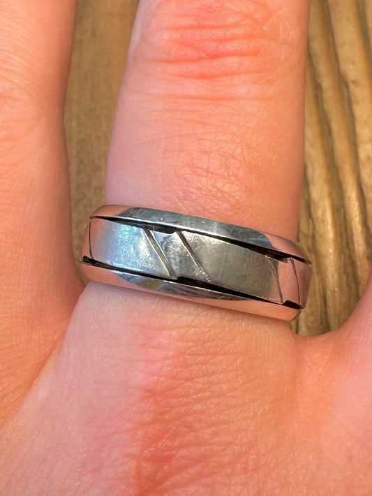 Abstract Spinner Band 925 Sterling Silver Size V Ring