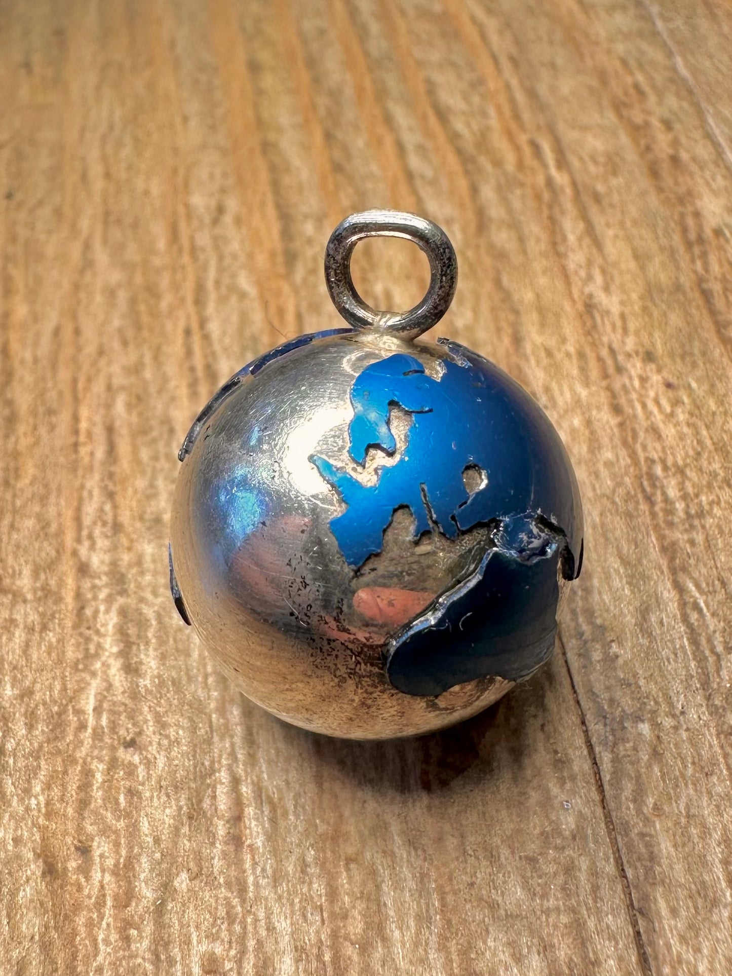 Vintage Blue Globe Chime 925 Sterling Silver Pendant