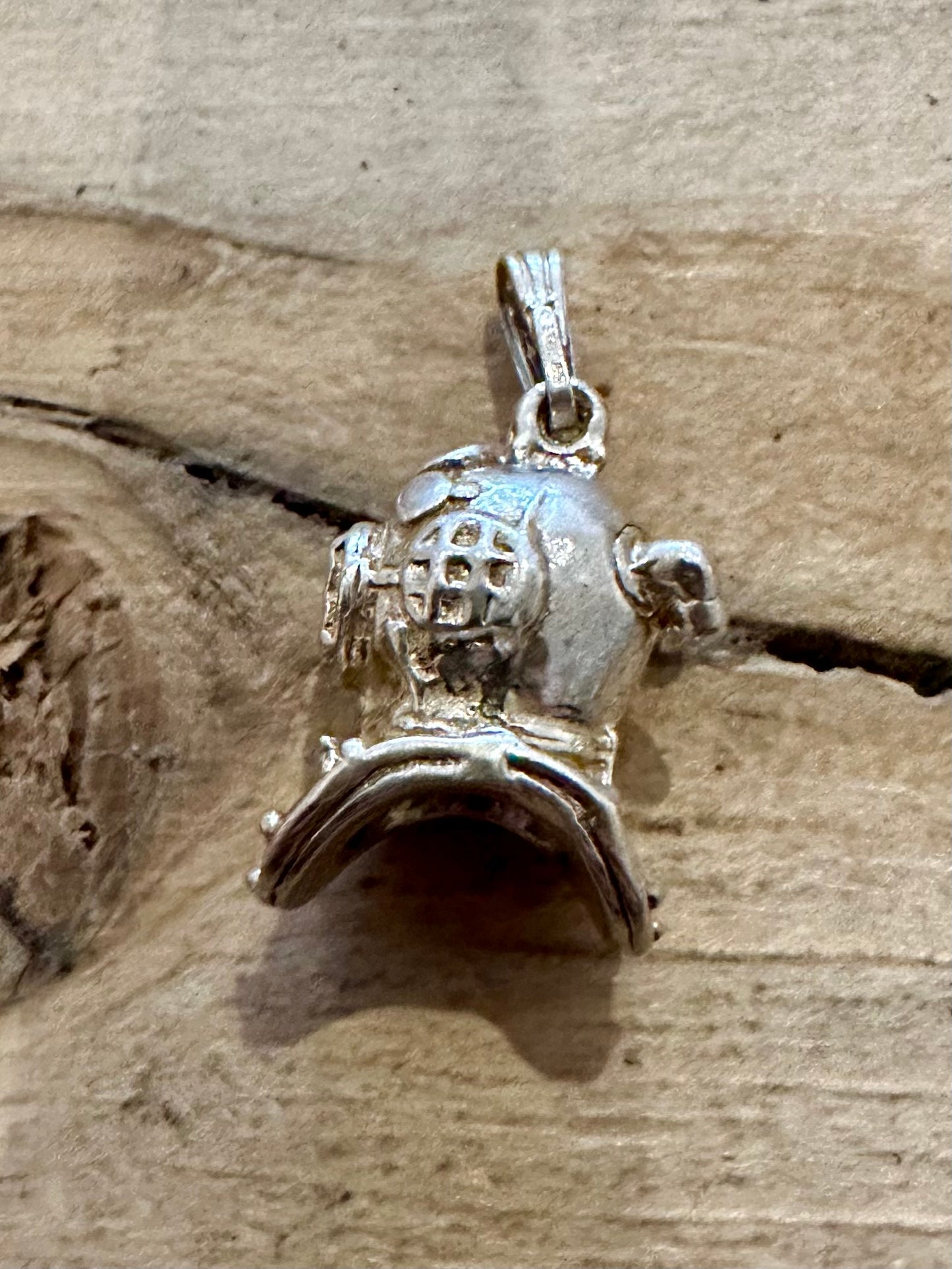 Vintage Sea Diver Helmet 925 Silver Charm Pendant