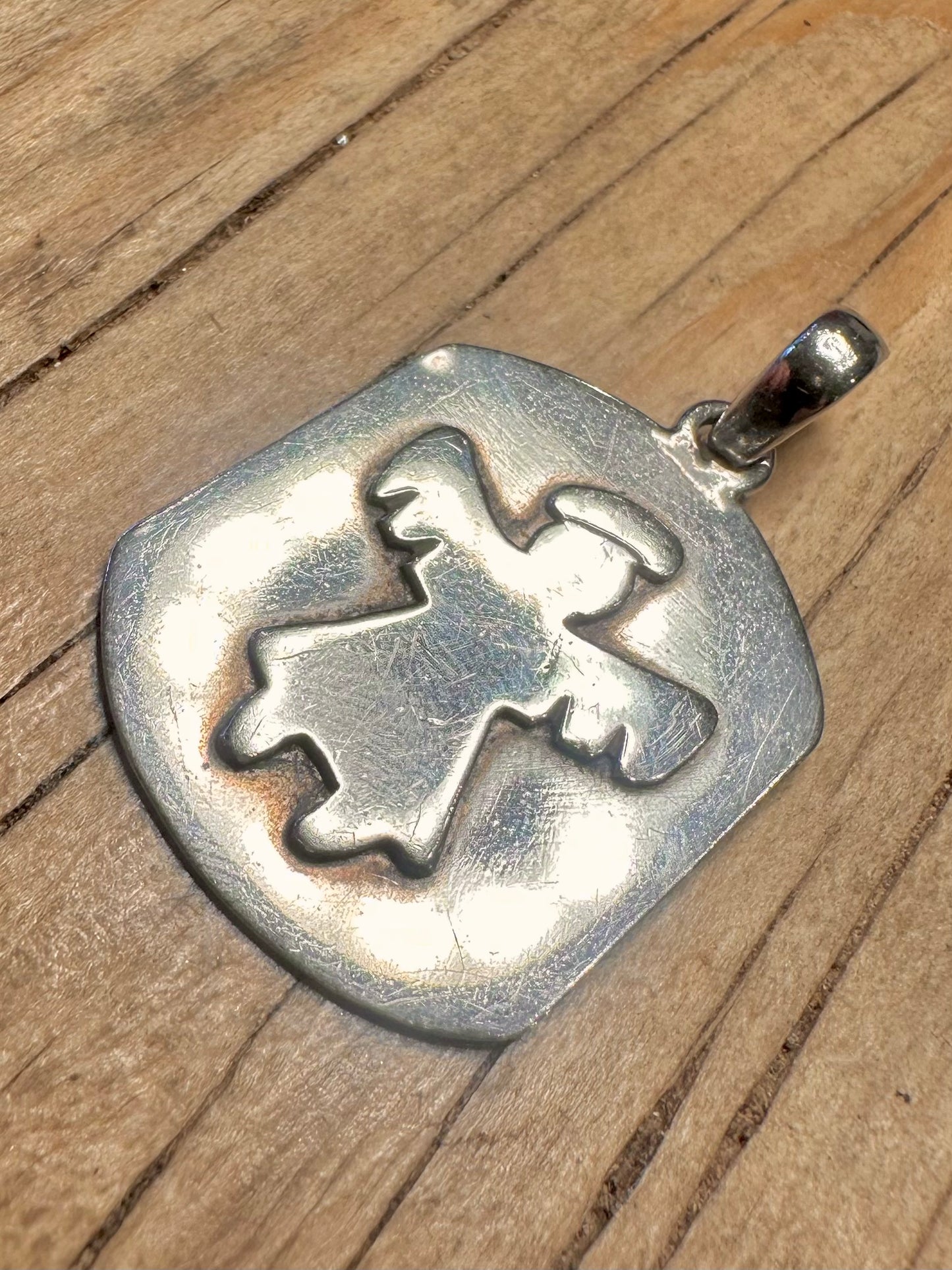 Vintage geprägter Engel 925 Sterling Silber Anhänger