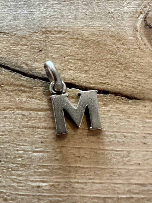 Vintage Letter M 925 Silver Charm Pendant