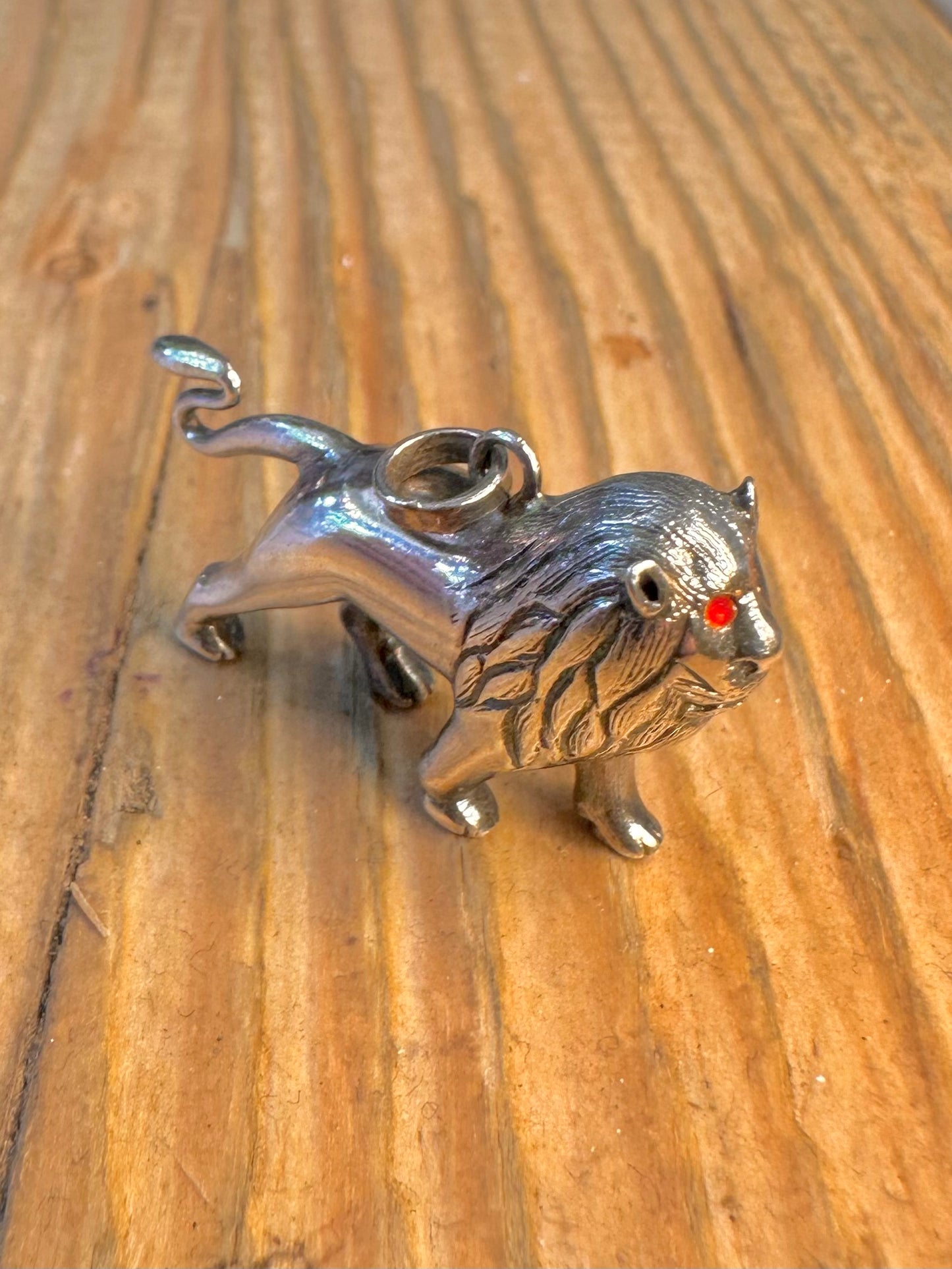 Lion Red Eyes 925 Sterling Silver Pendant