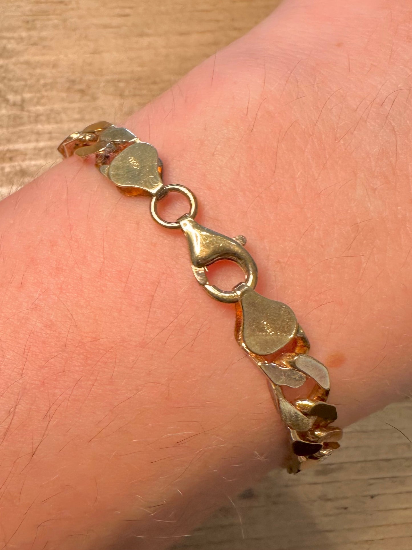 Vintage Curb Chain Gold On 925 Silver 7.9 inch Bracelet
