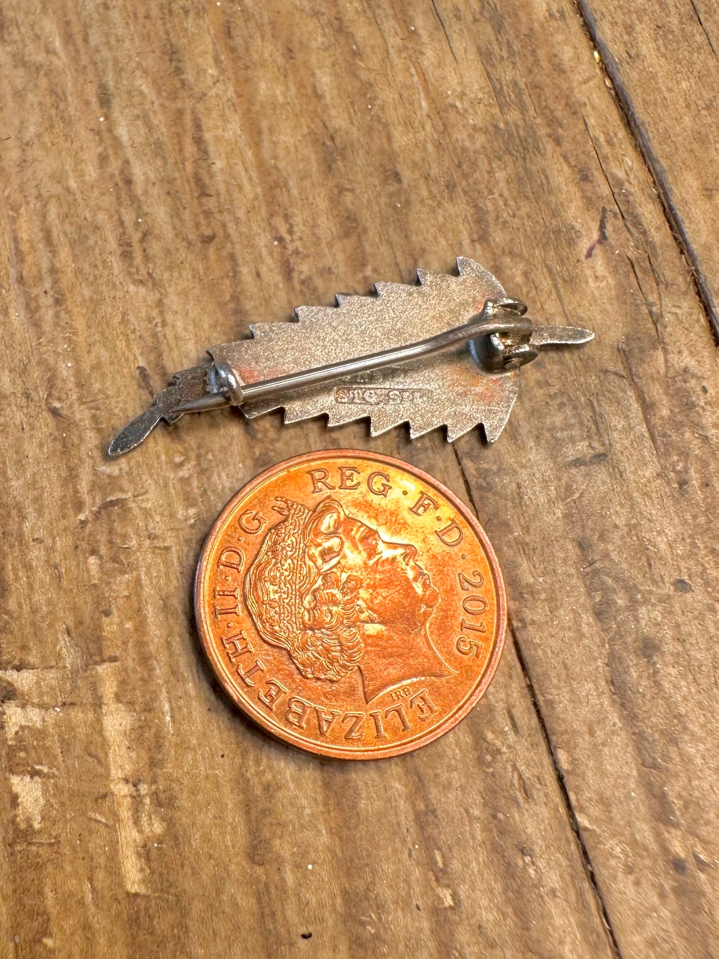 Neuseeland Kiwi Farnblatt vergoldet auf 925 Sterling Silber Brosche