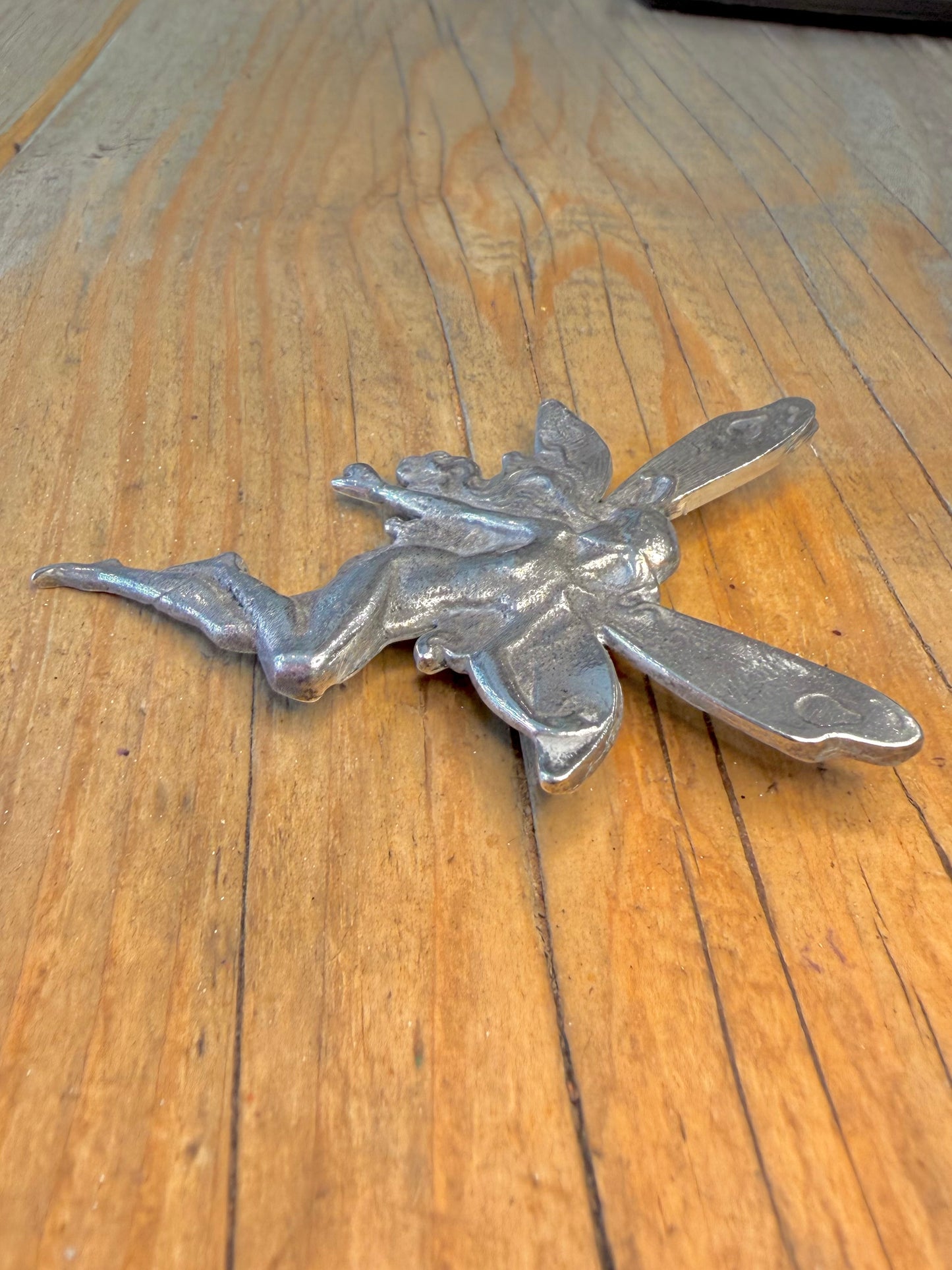 Large 1989 Art Nouveau Fairy 925 Sterling Silver Brooch