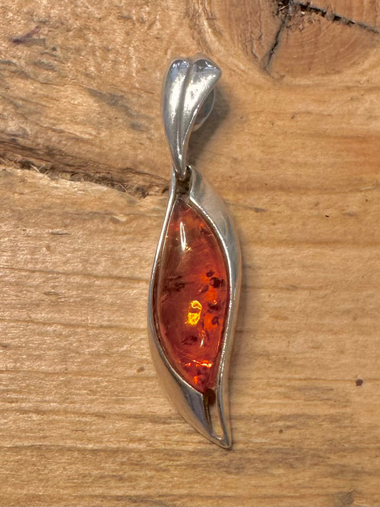 Abstract Amber 925 Silver Pendant