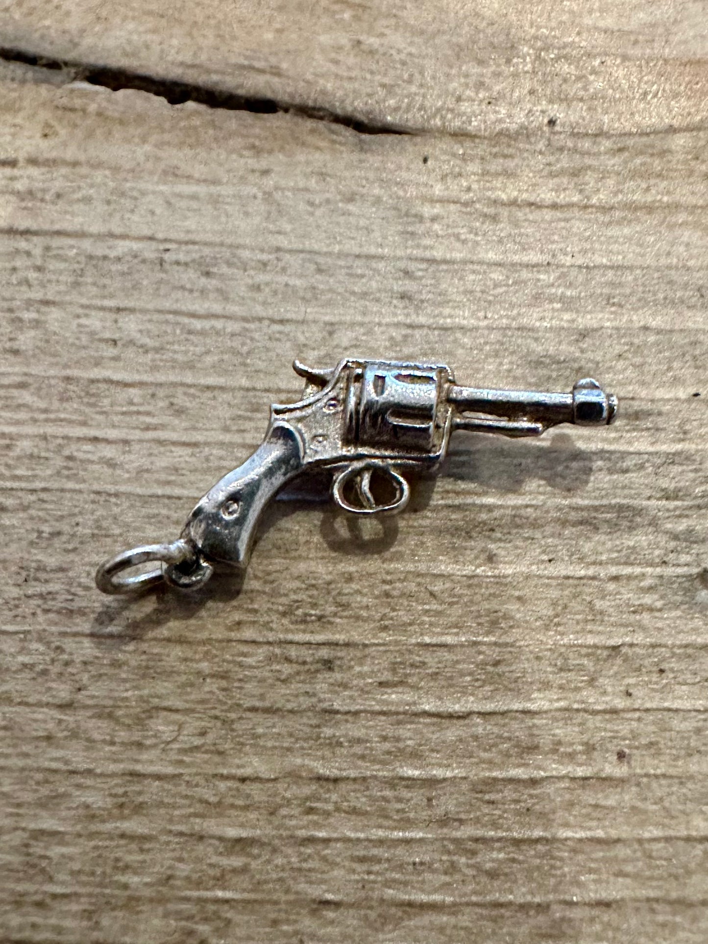 Vintage Pistol Gun Revolver 925 Silver Charm Pendant