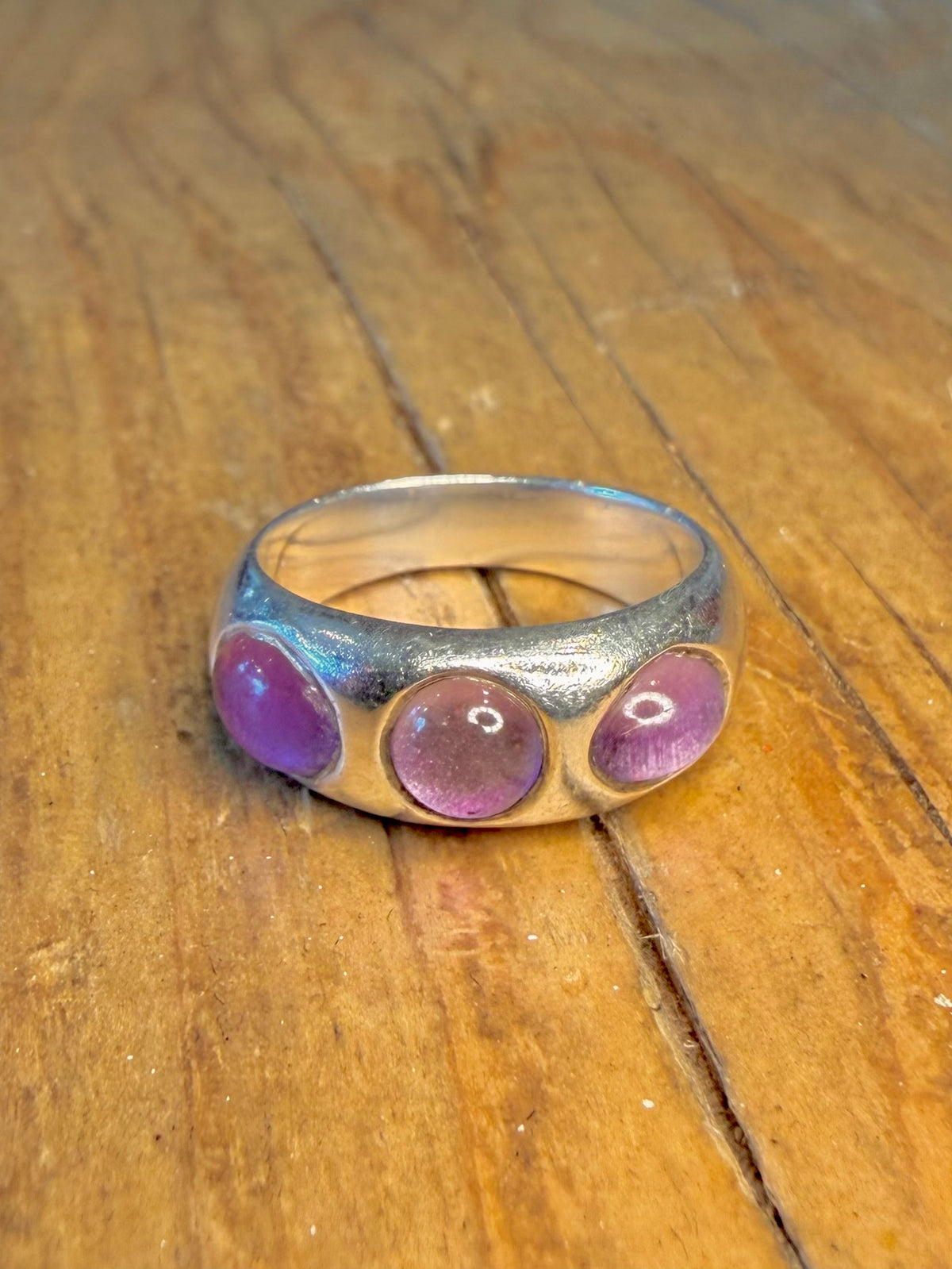 Abstract Amethyst Dome 925 Sterling Silver Size L1/2 Ring