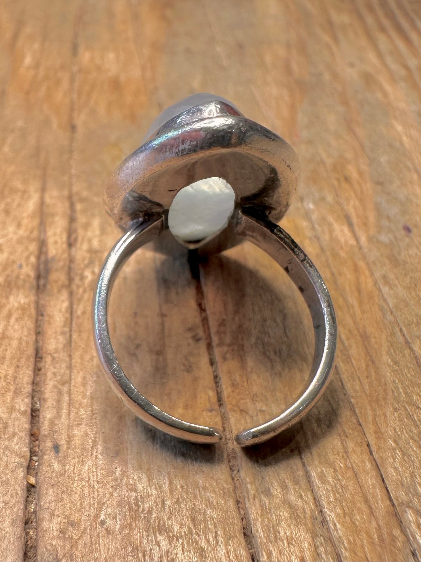 Vintage Moonstone Marquise Shaped 925 Sterling Silver Adjustable Size L1/2 Ring