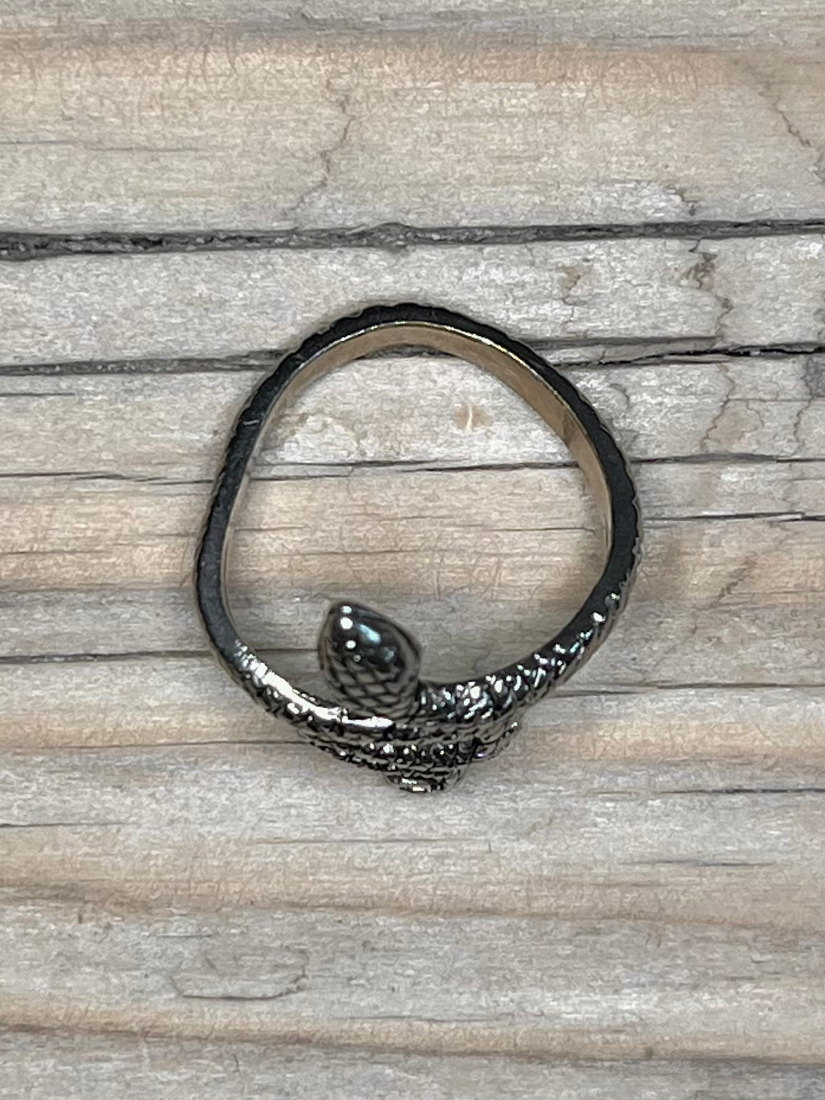 Serpent Textured 925 Sterling Silver Size N Adjustable Ring
